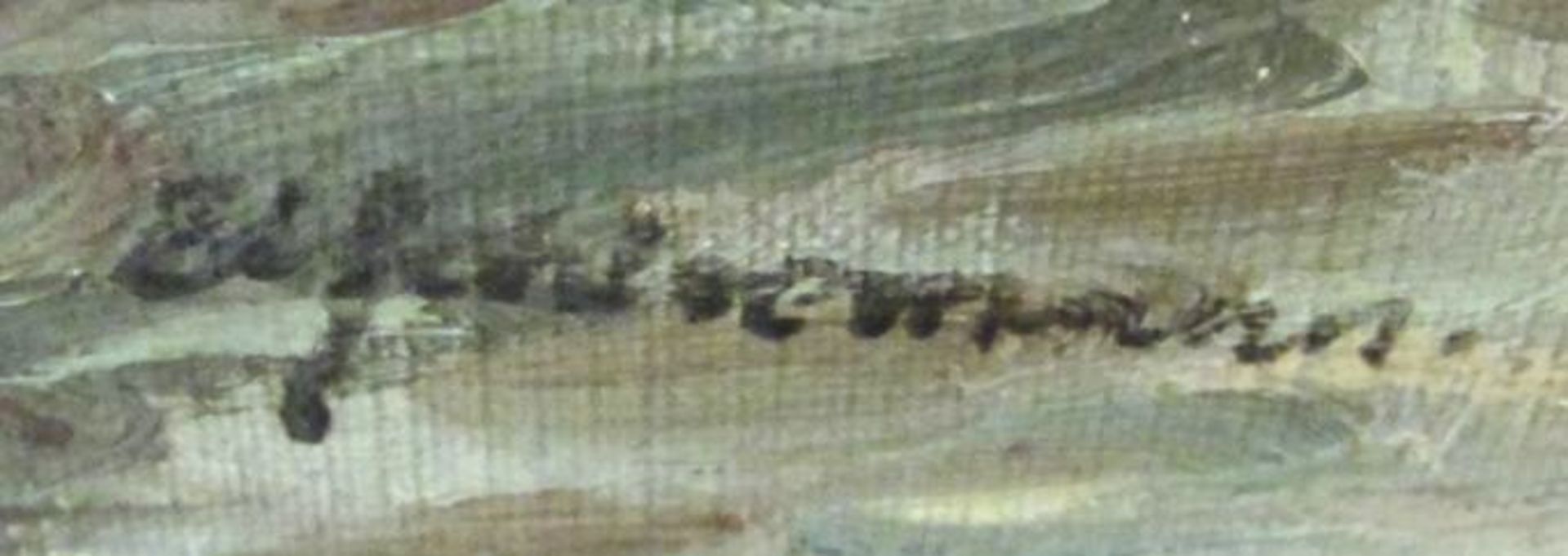 unleserlsigniert "Boot im Dock", wohl Anf. 20. Jhd., Öl/Leinwand, gerahmt, RG 73,5 x 93,5cm. - Bild 2 aus 3