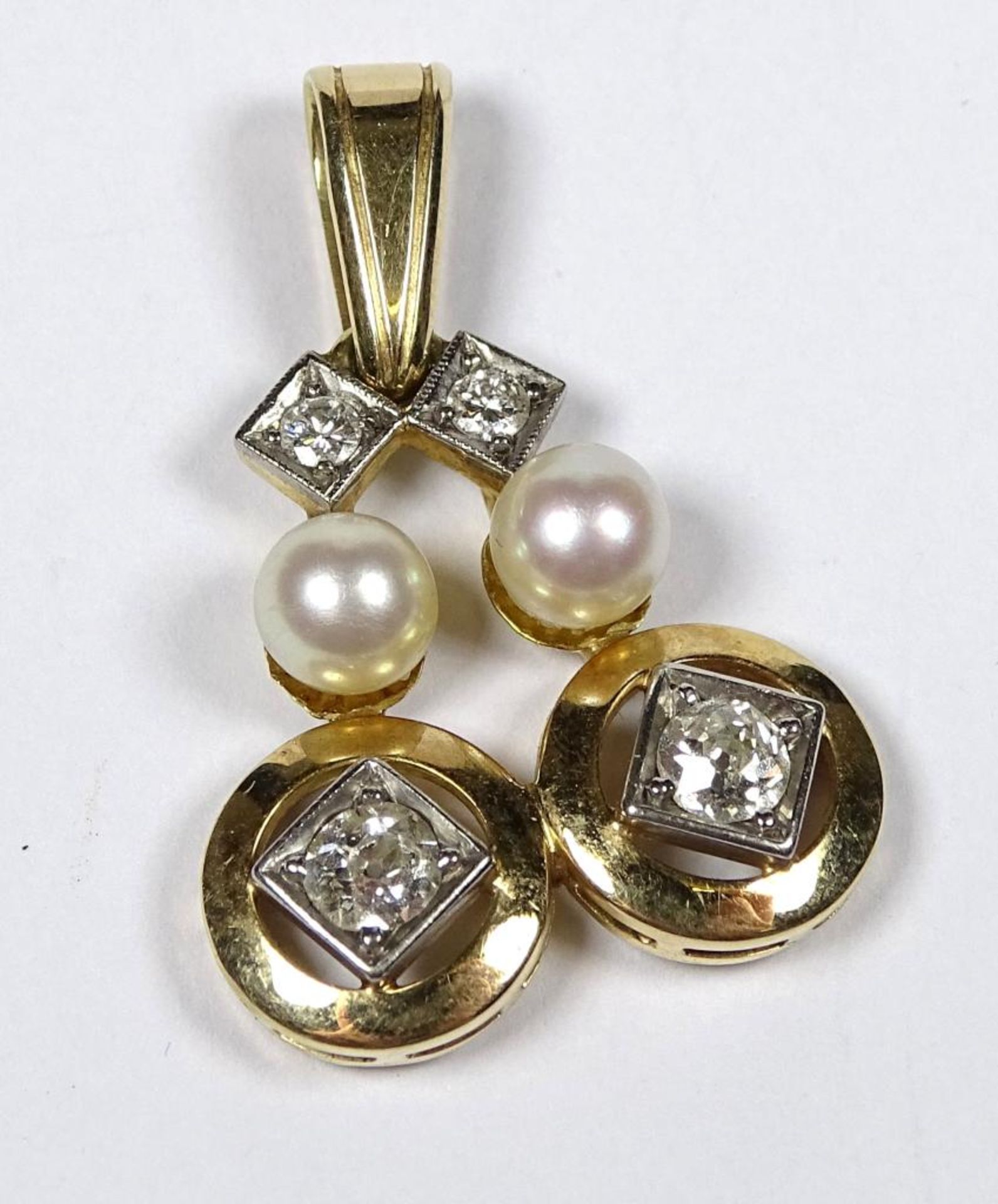Antiker Gold Anhänger,585 (gepr.) mit Diamanten,30x19mm, 3,9gr