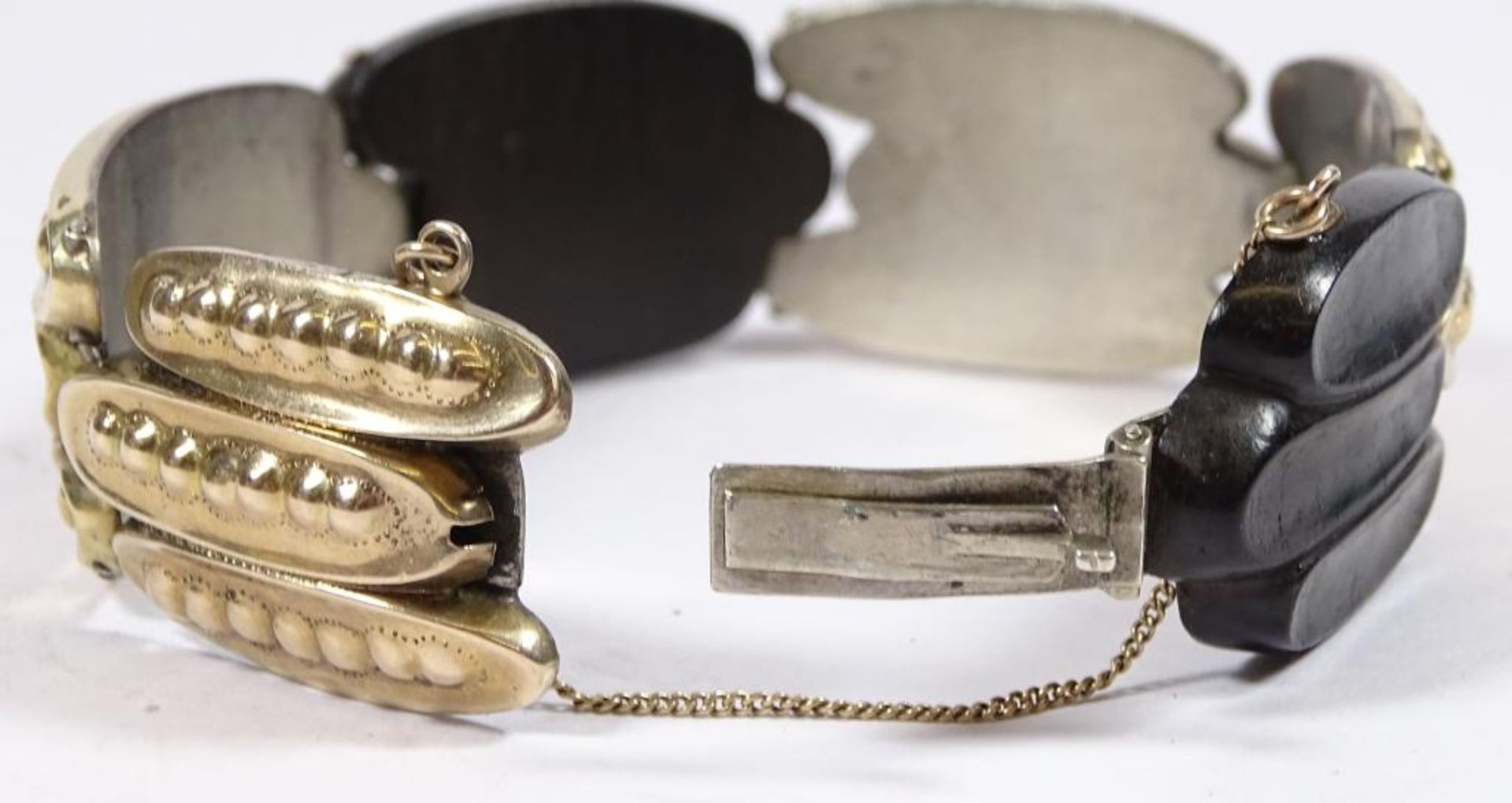 Altes Armband,Gold um 14K und Silber und Kakaobohnen,ca.L- 18,5cm,b-22,4mm,38,3gr. -stammt aus Kakao - Bild 5 aus 5
