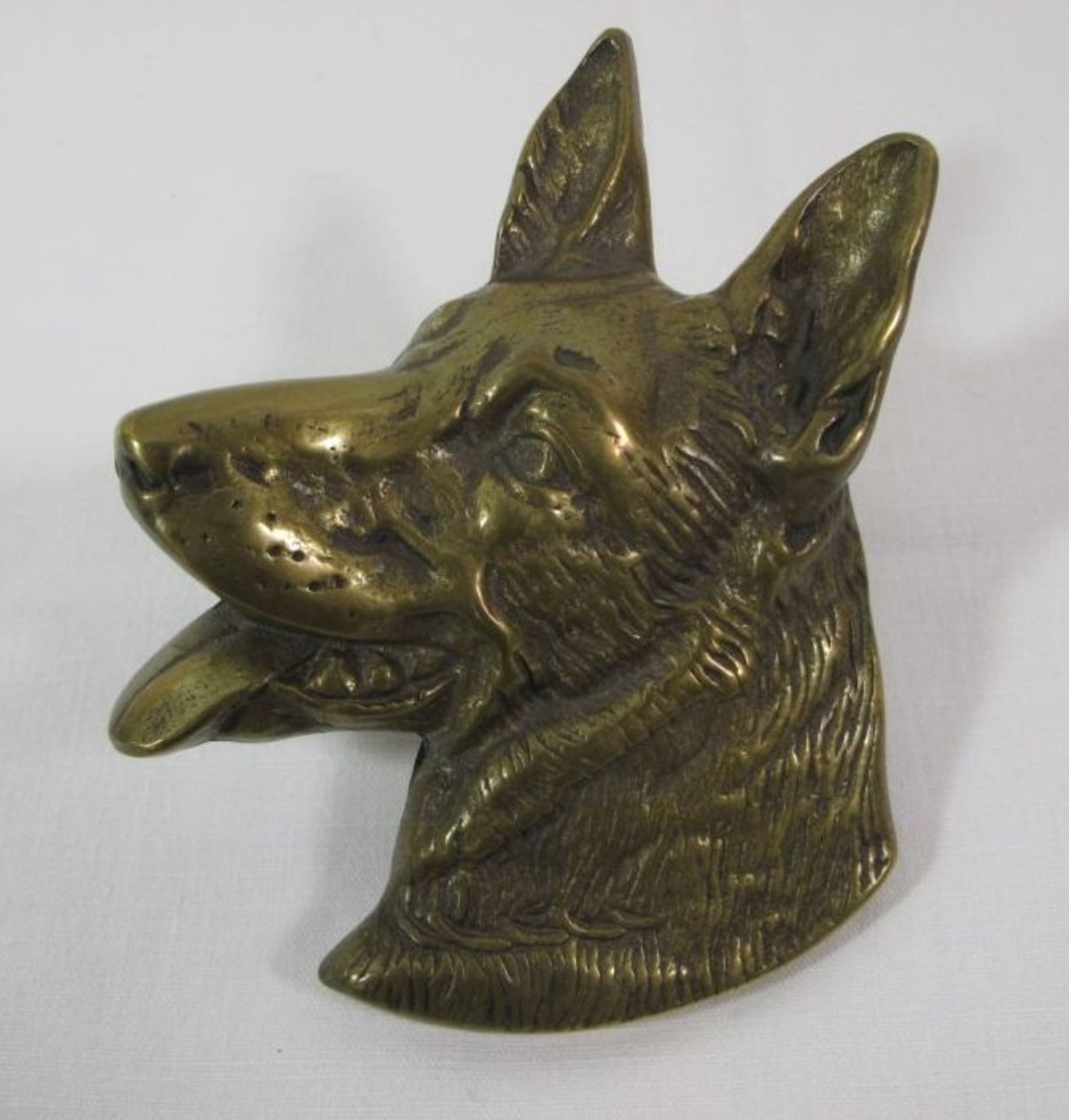 Halbrelief, Schäferhundkopf, Bronze, signiert GEFI 79, H-12,5cm B-10cm.