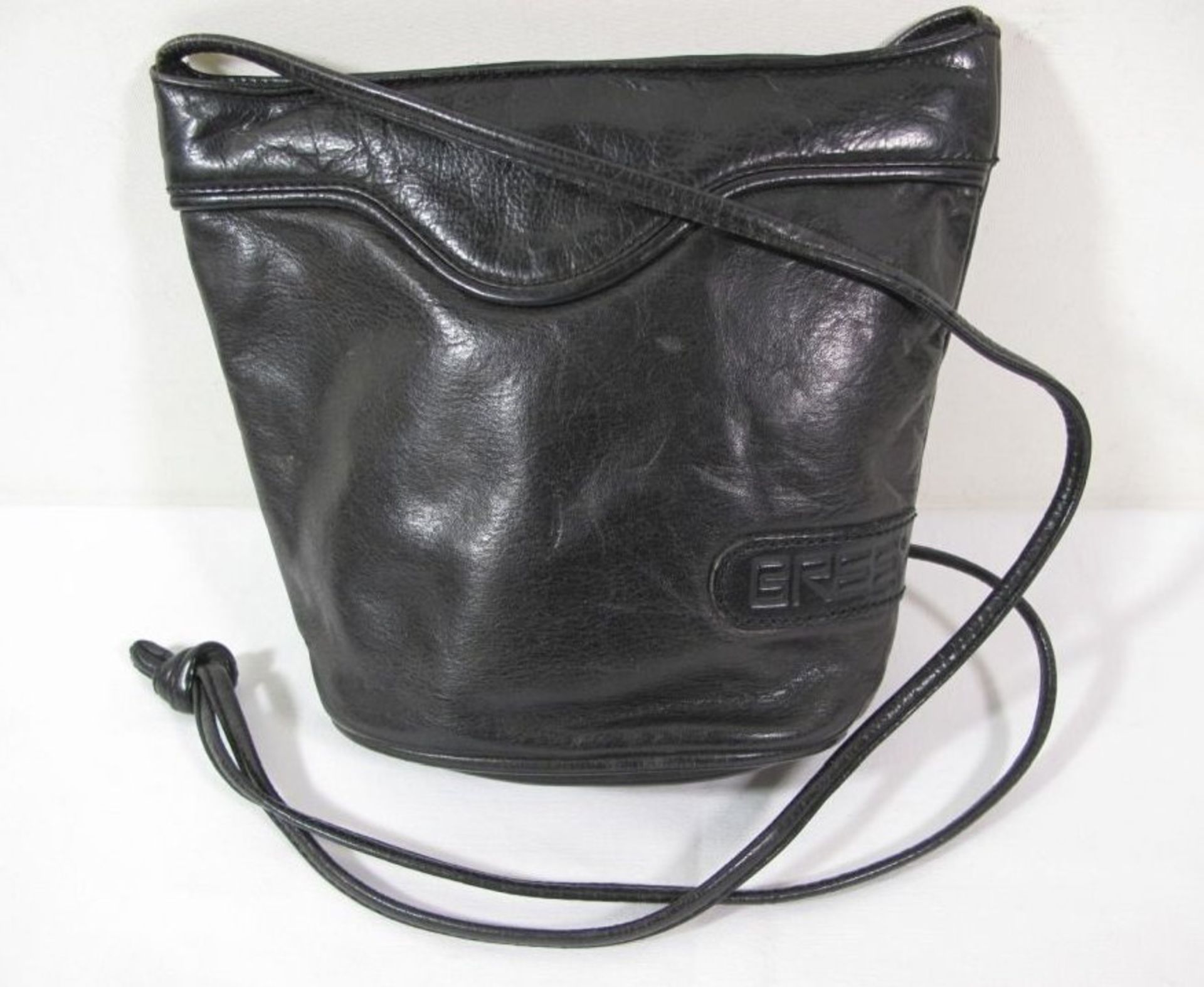 Damenhandtasche, BREE, schwarzes Leder, leichte Tragespuren, H-18cm B-22cm.