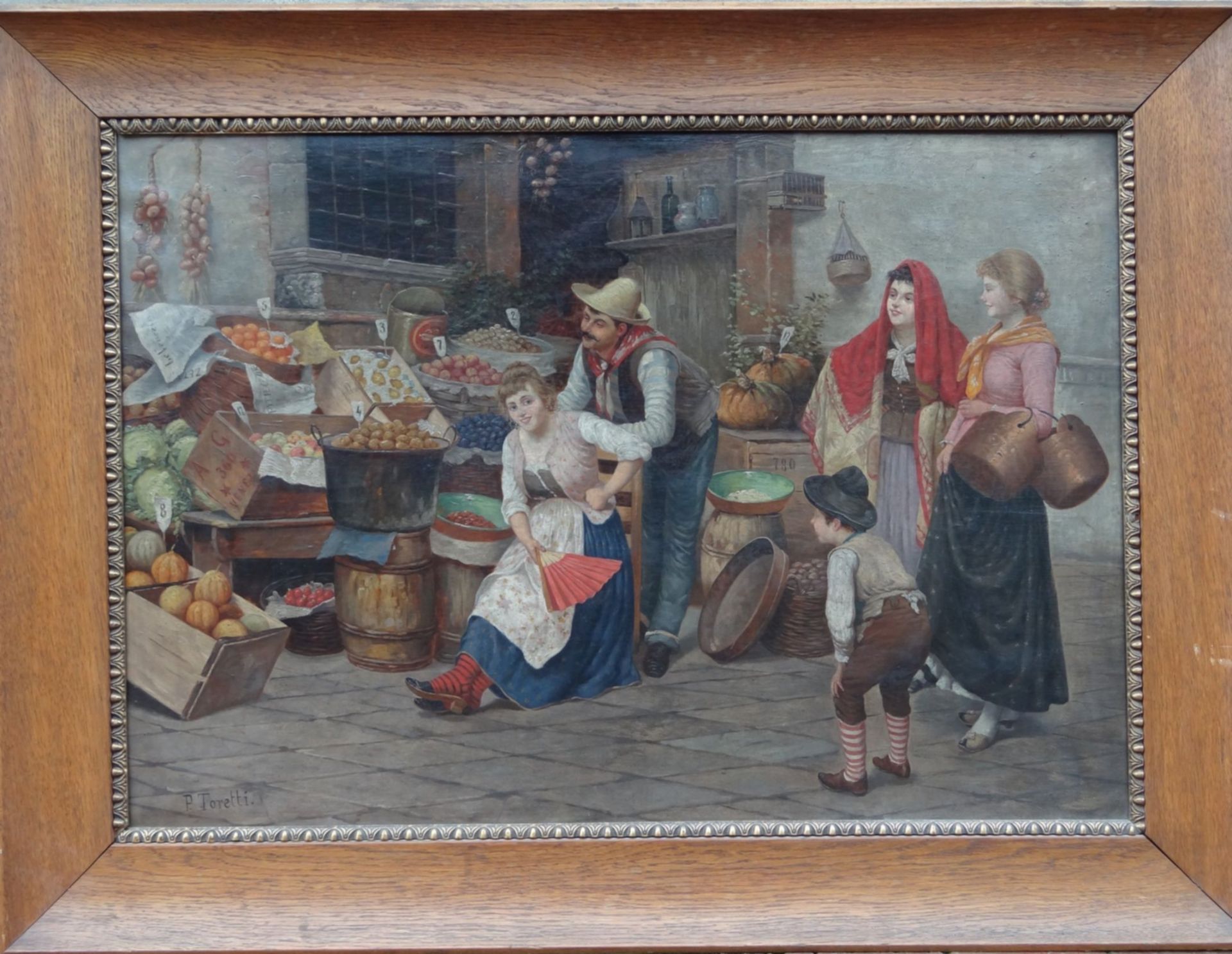 Pietro TORETTI (1888-1927) "Toskanischer Marktstand", Öl/Leinen, gerahmt, RG 63x84 c - Bild 2 aus 6