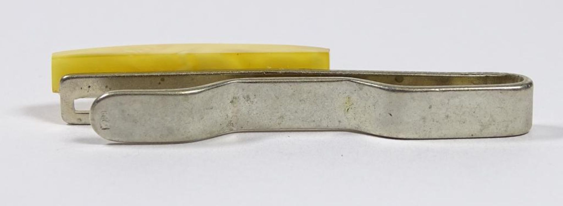 Krawattenklammer,versilbert, gelber Bernstein,L-50mm, 5,2gr. - Bild 3 aus 4