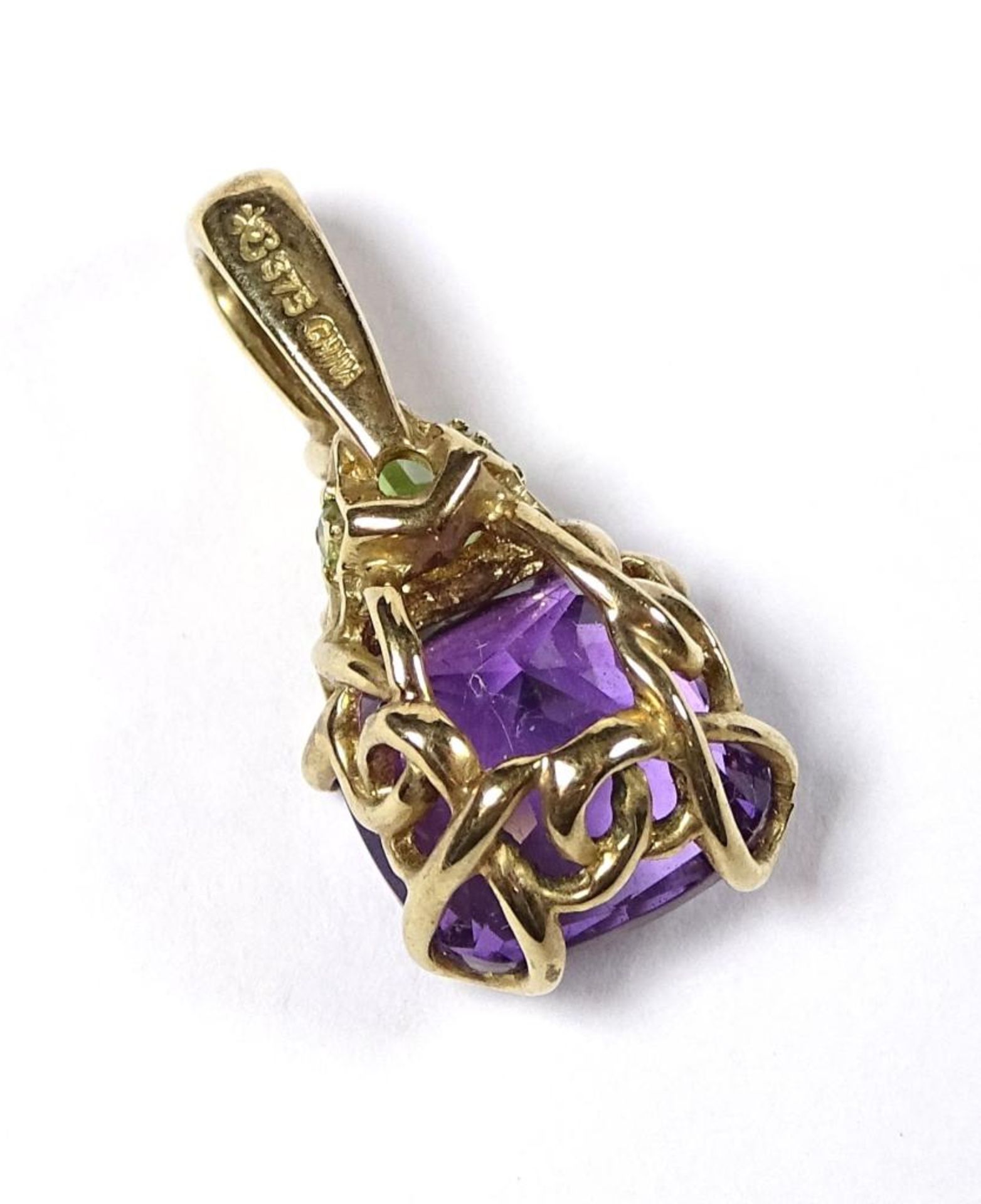 Goldanhänger 375er, Amethyst und Peridot,China,22x11mm, 2,68gr - Bild 3 aus 3