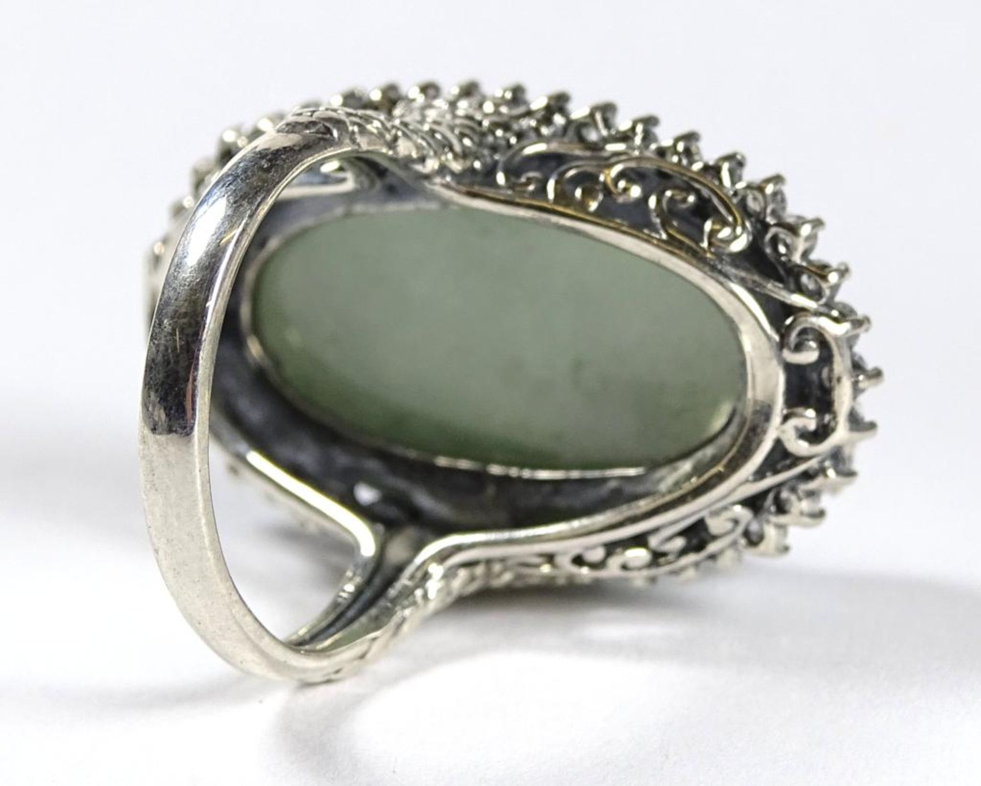 Jade Ring,Silber -925- Rubin Auge, 12,8gr., RG 57 ,Kopf 33x20mm - Bild 3 aus 3