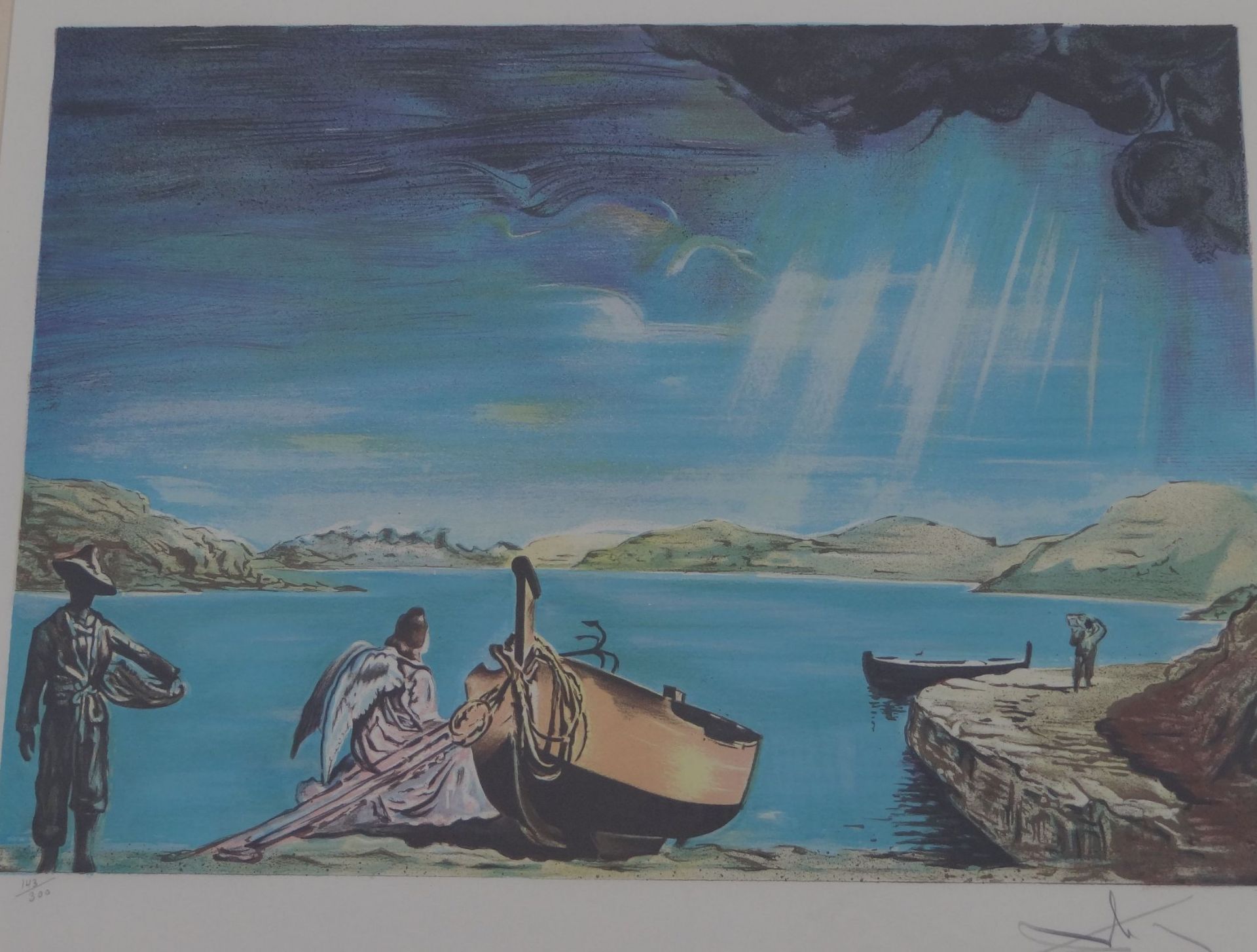 Salvador DALI (1904-1989), signierte grosse Lithografie, Nr. 143/300, ger/Glas, rückseitig Galerie-