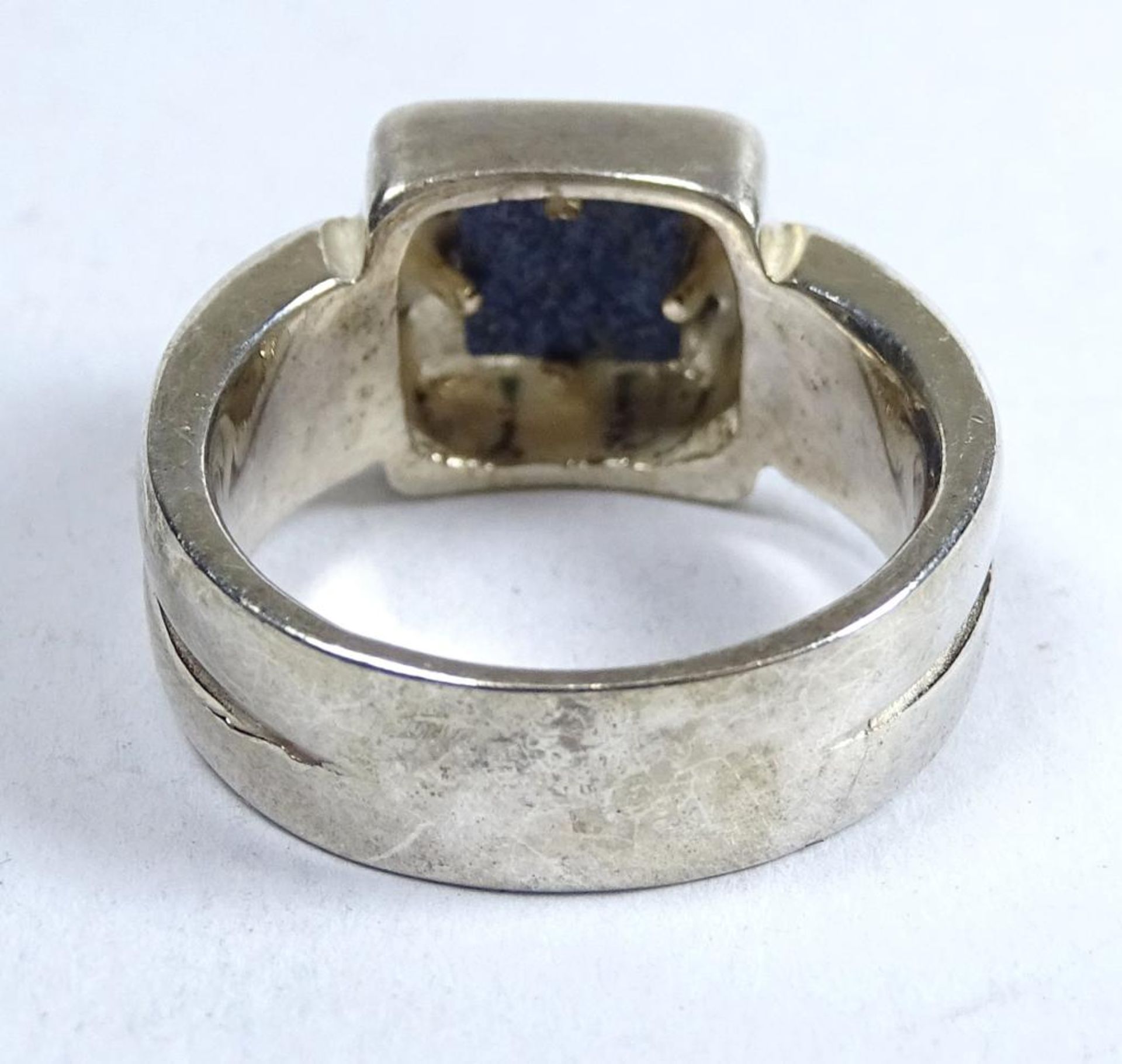 Schwerer Silber Ring -925- mit Lapislazuli,8,3gr., RG 54, b-6,6mm - Bild 3 aus 3