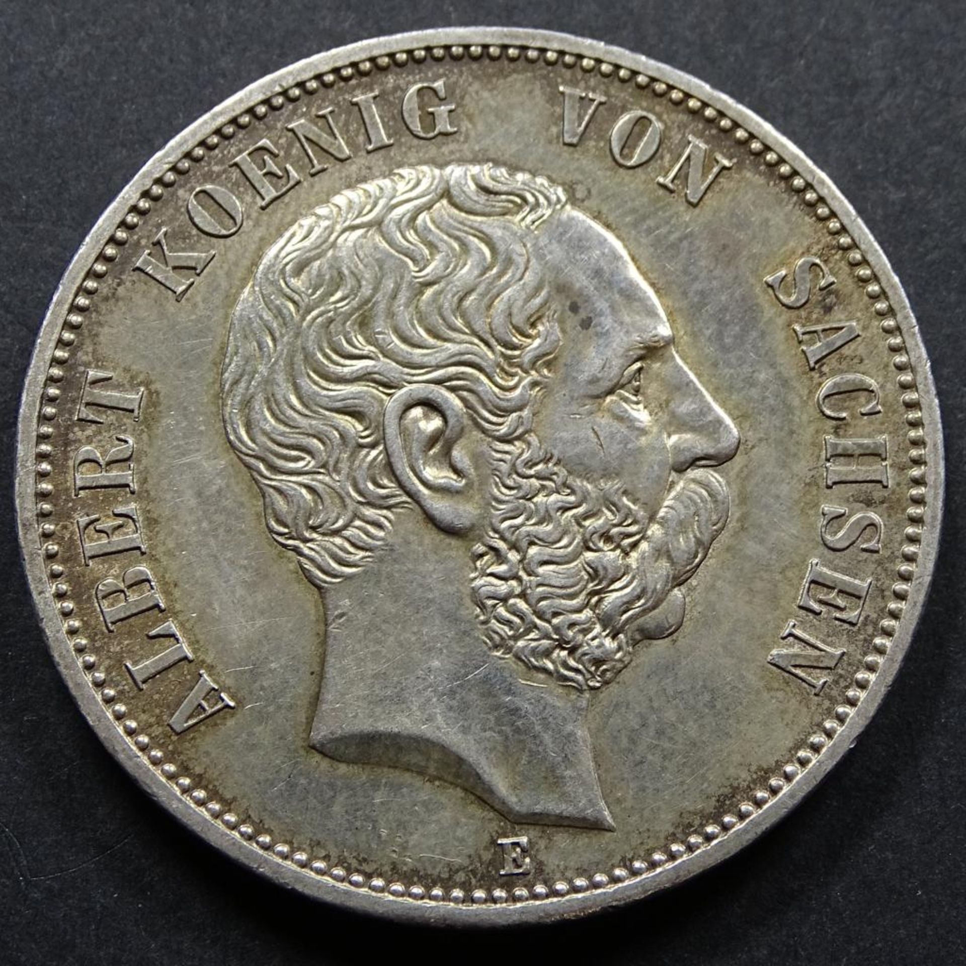 Fünf Mark,Deutsches Reich,1902E,Sachsen,ss-vz.,d-37,9mm, 27,7gr - Bild 2 aus 2