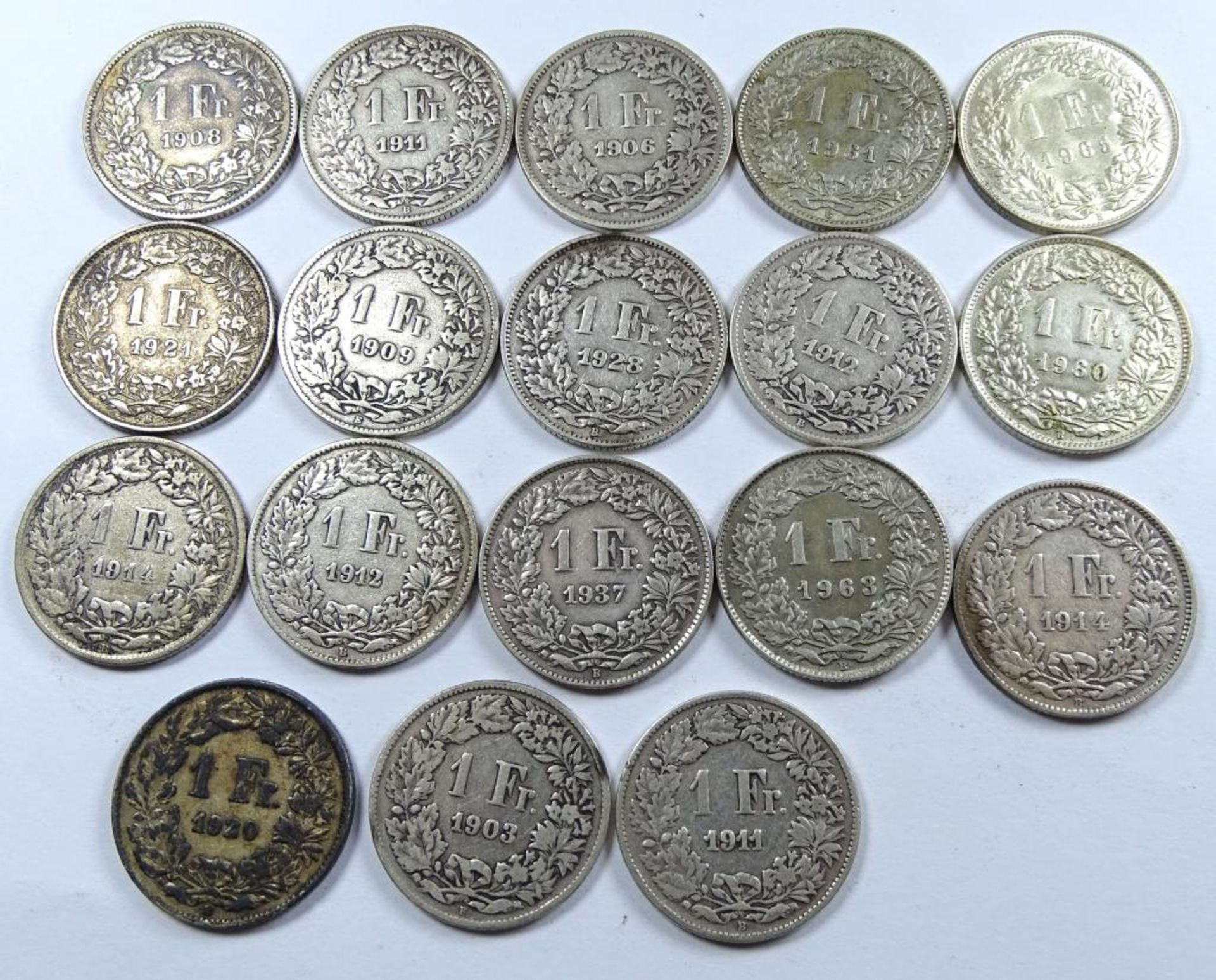 18x 1 Franken,Schweiz,Silber,85gr.