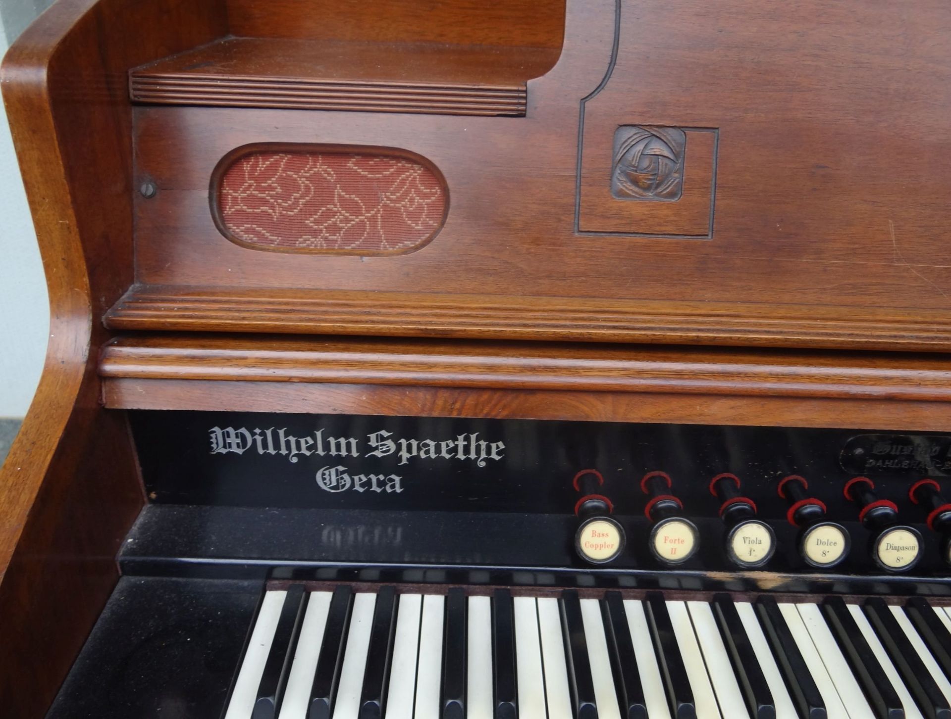 Harmonium "Wilh.Spaethe, Gera Hoflieferant", sehr gut erhalten und funktionstüchtig, um 1900, H- - Bild 4 aus 7