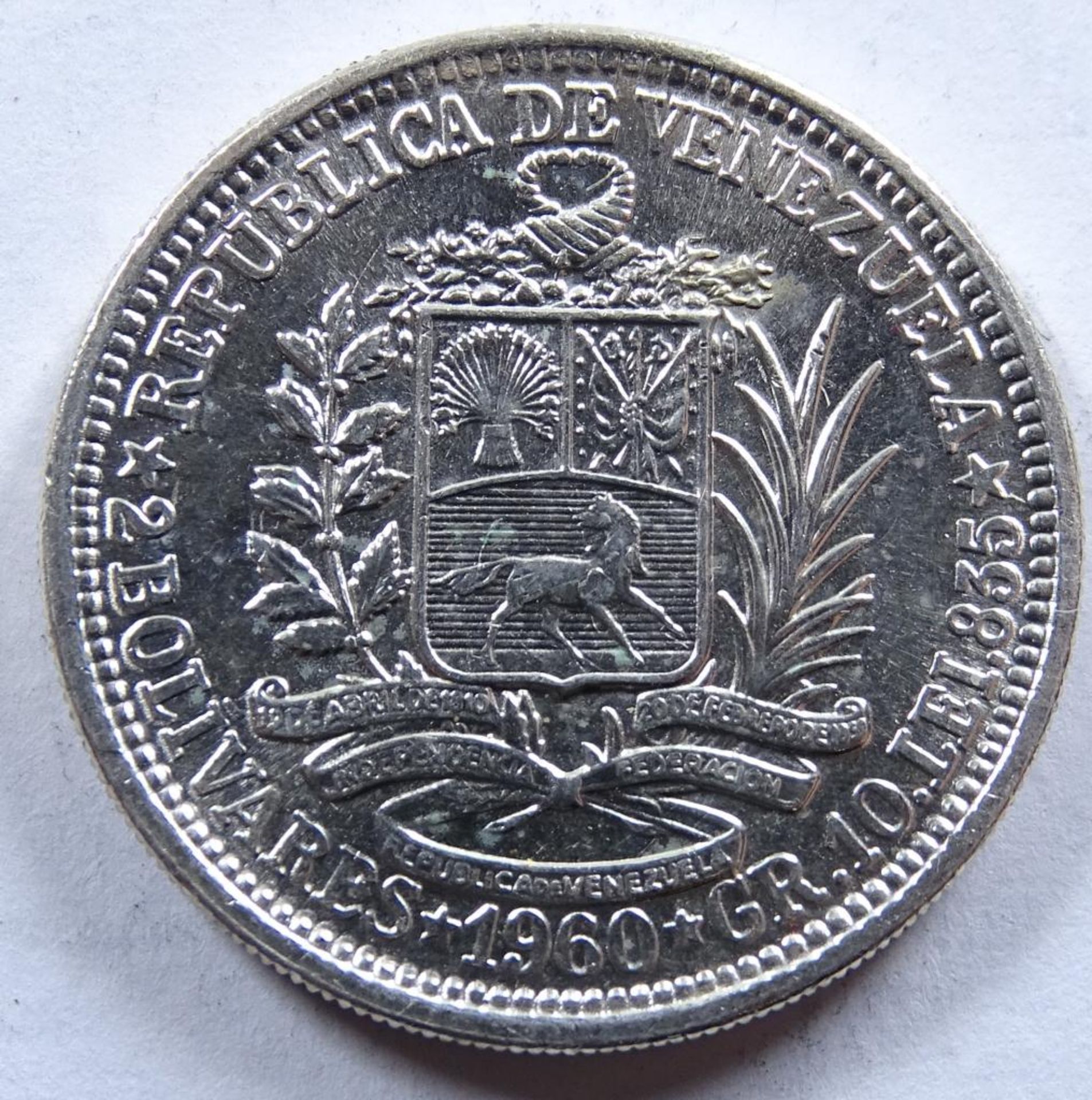 Münze,Republica de Venezuela,1960,Silber, 9,9gr
