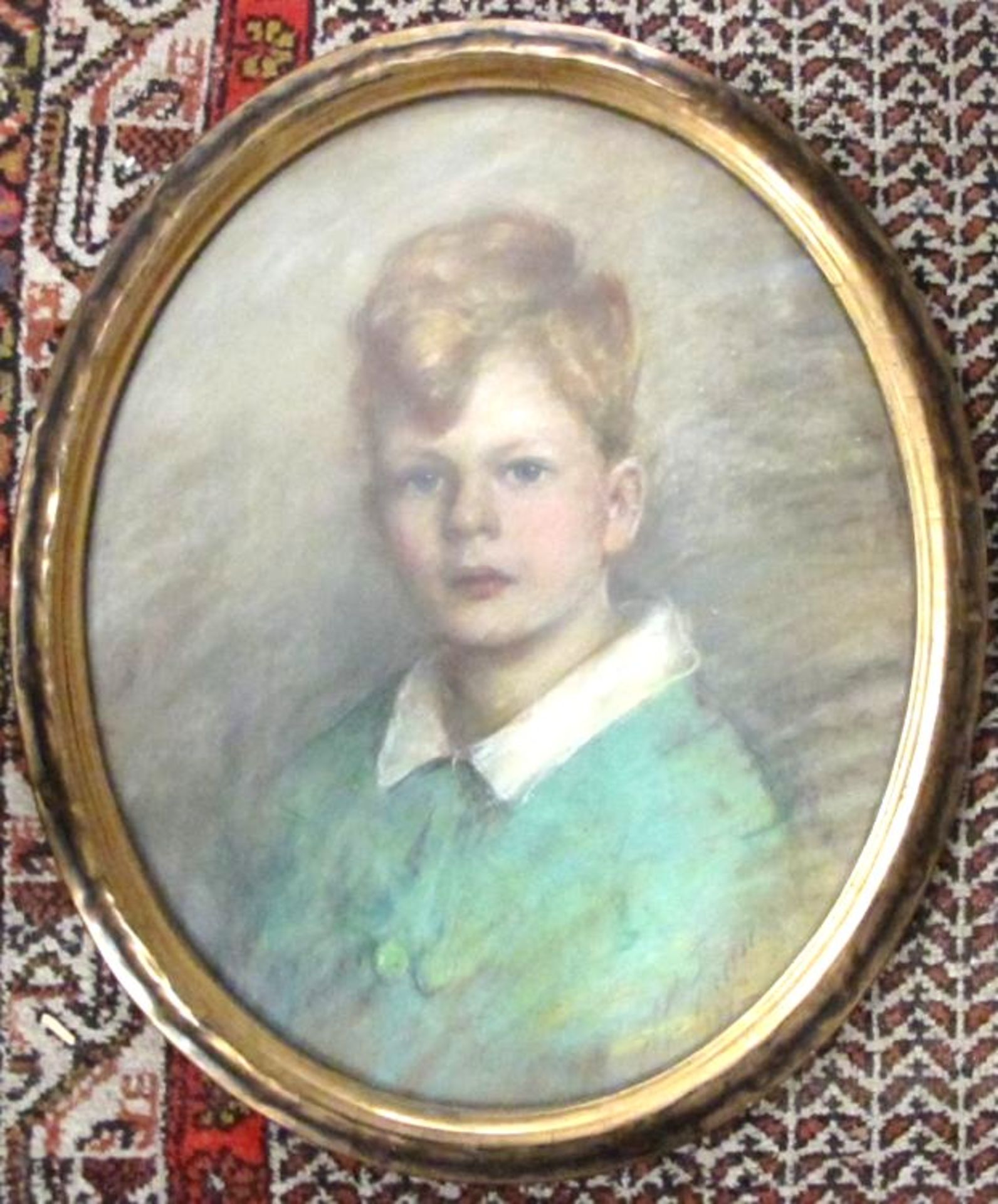 H.Freese 1927 "Kinderportrait", Mischtechnik, oval gerahmt, RG 62 x 52cm. - Bild 3 aus 3