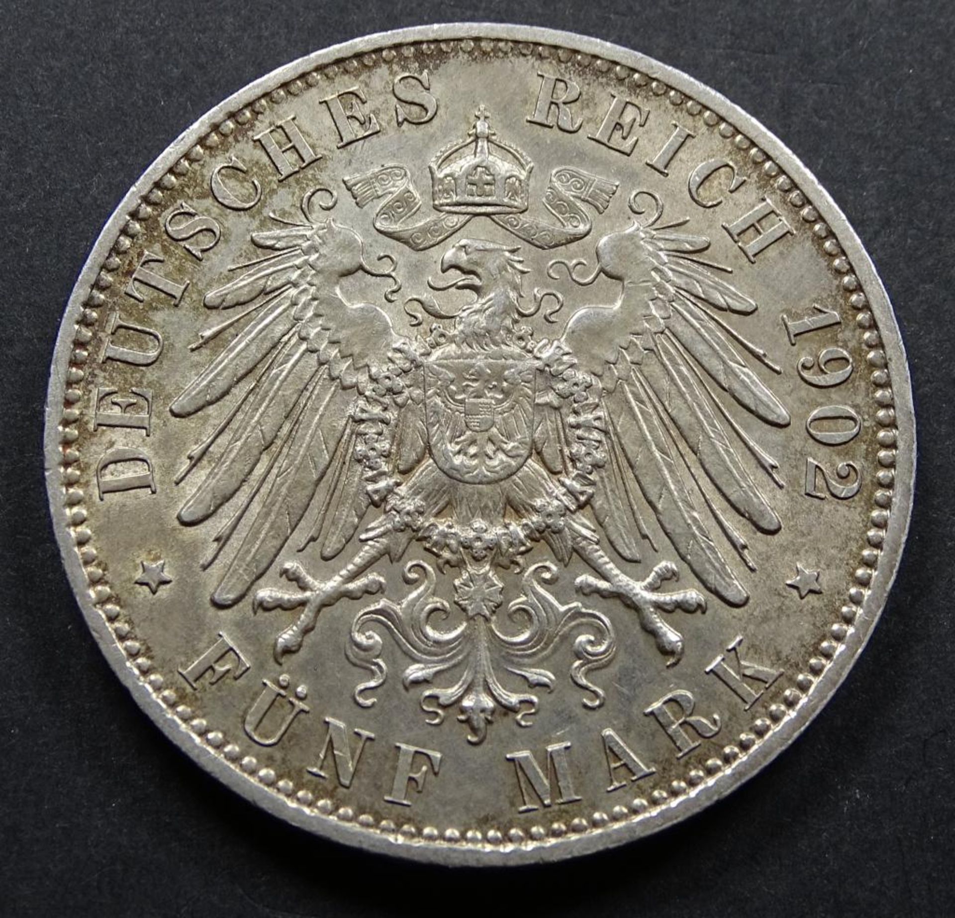 Fünf Mark,Deutsches Reich,1902E,Sachsen,ss-vz.,d-37,9mm, 27,7gr