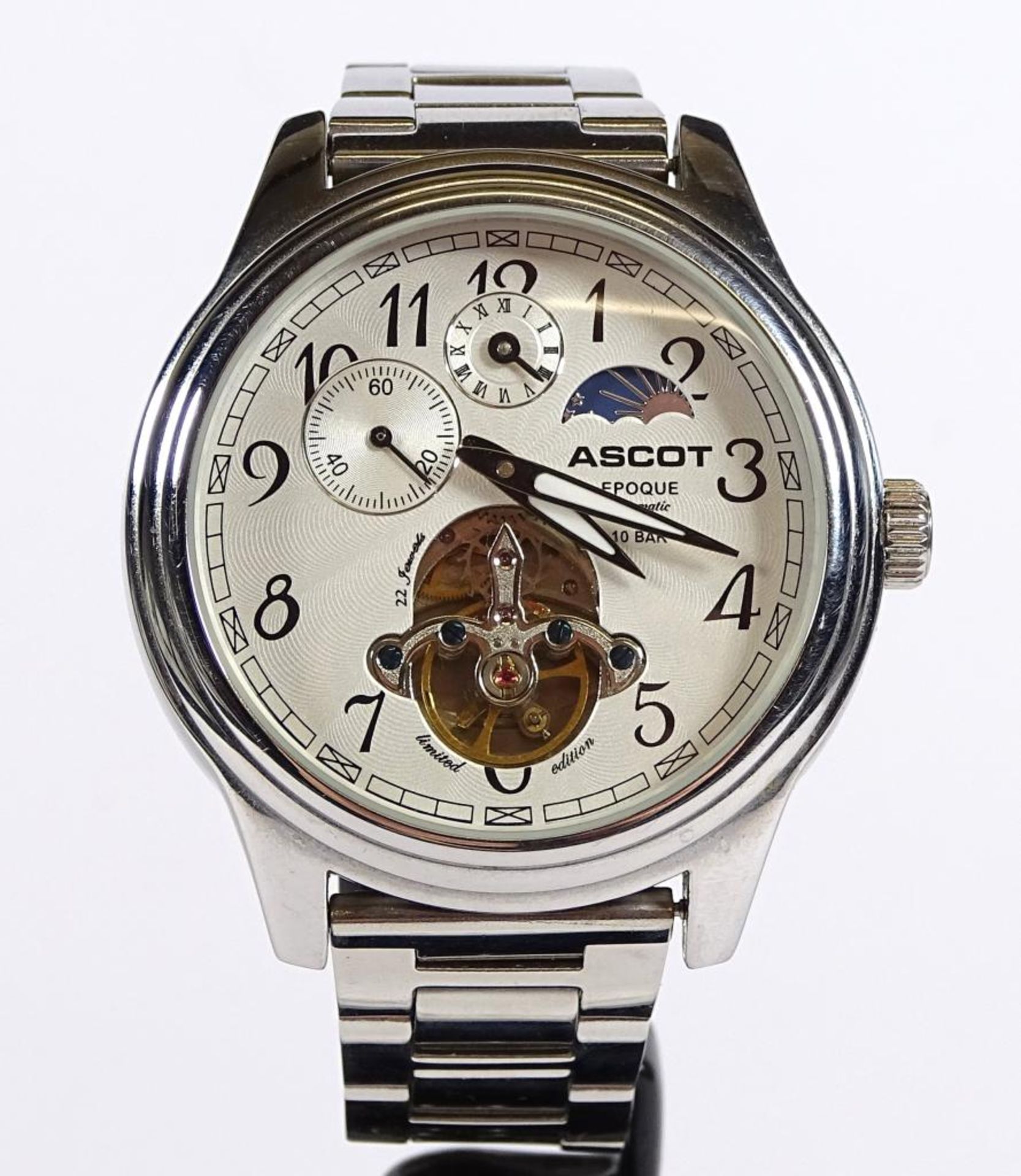 HAU "Ascot-Epoque" automatik,Werk läuft,Edelstahl,d-43m