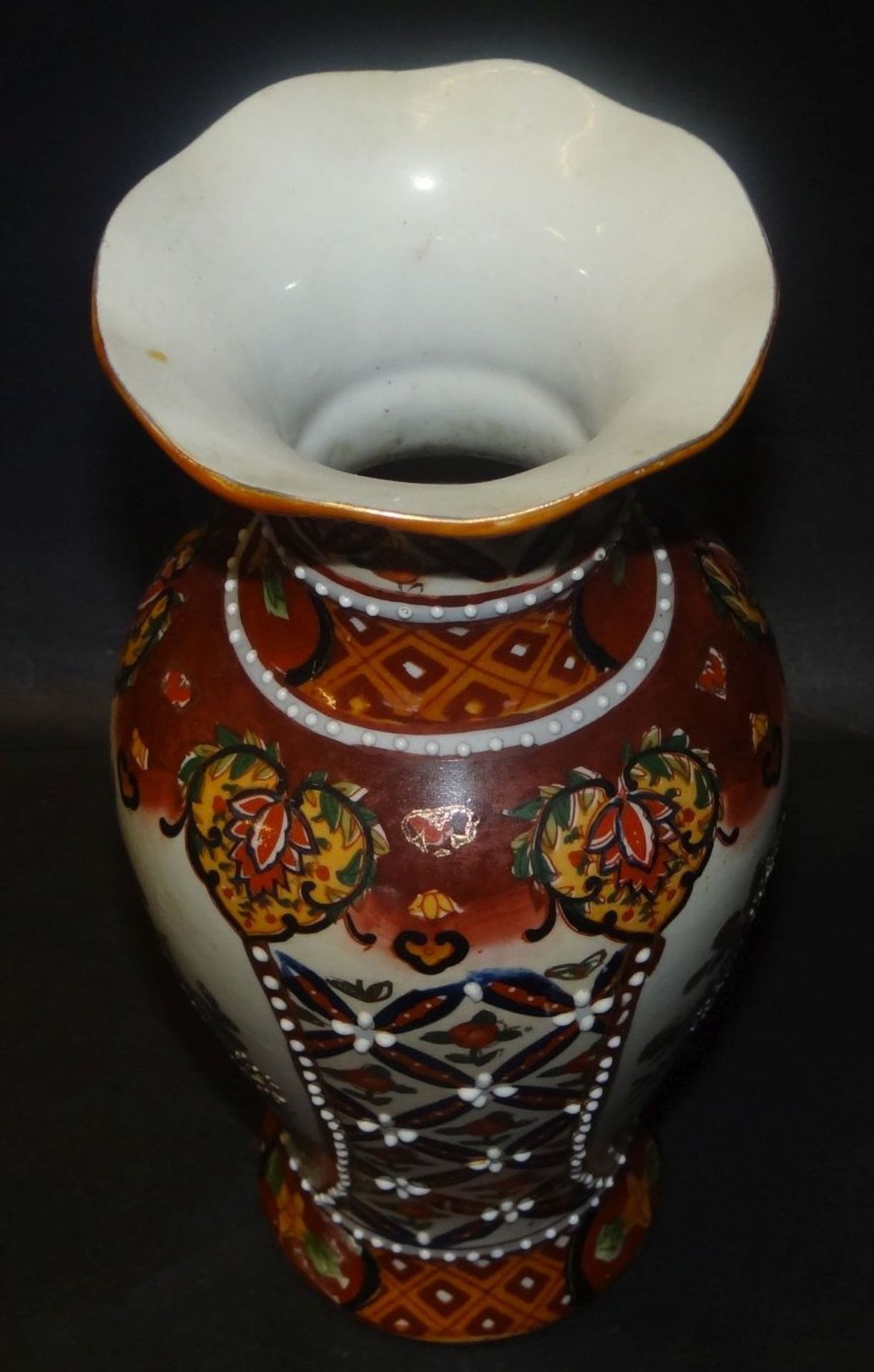 Satsuma-Vase, handgemalt, wohl China, H-21 cm - Bild 5 aus 6