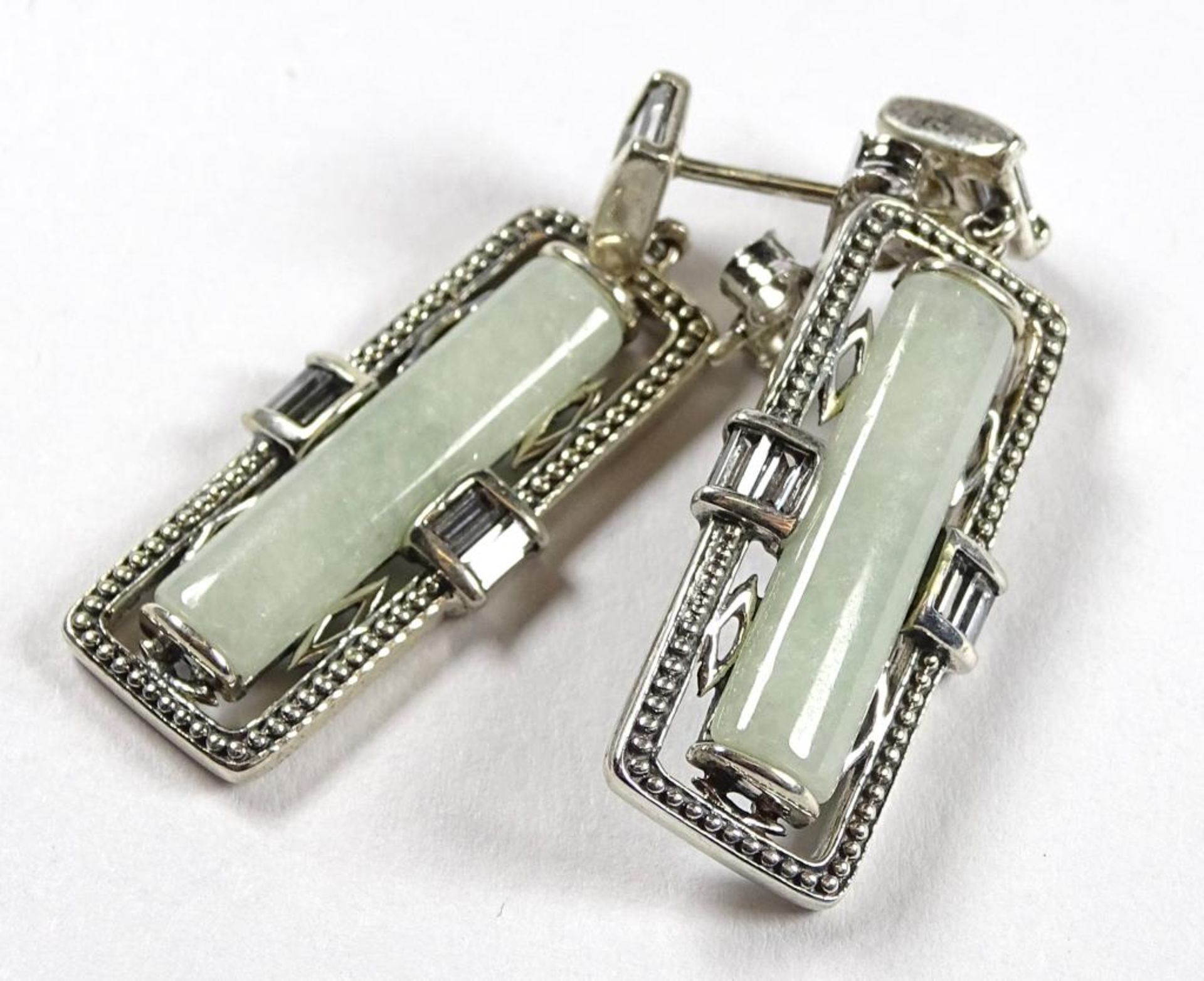 Paar Ohrringe,Silber -925- Jade L- 33mm,zus.7,9gr.