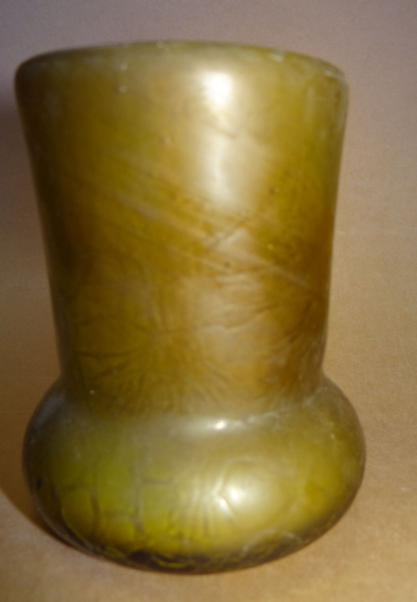 Jugendstil-Vase, wohl Rohling?, mit Abriss, H-10 cm - Bild 2 aus 5