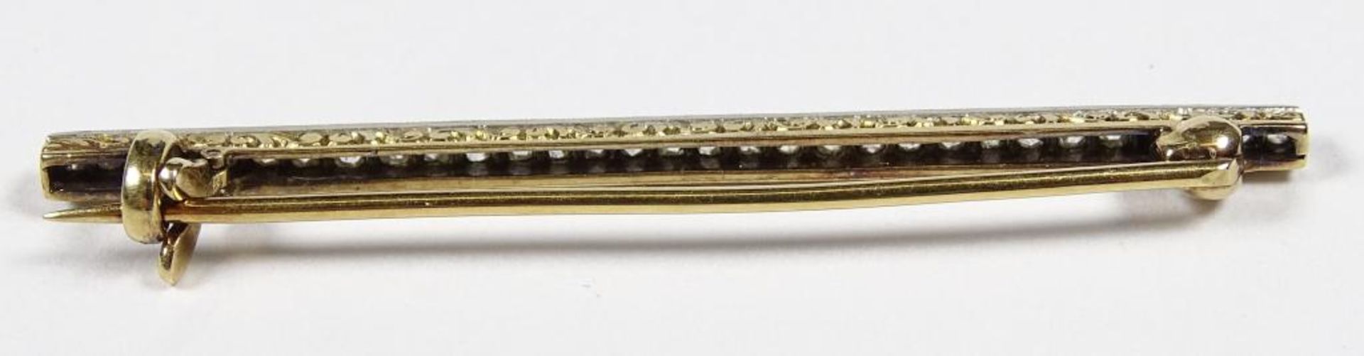 Antike Anstecknadel,Gold um 14K, mit Diamanten,L- 51mm, 3,24gr. - Bild 3 aus 3