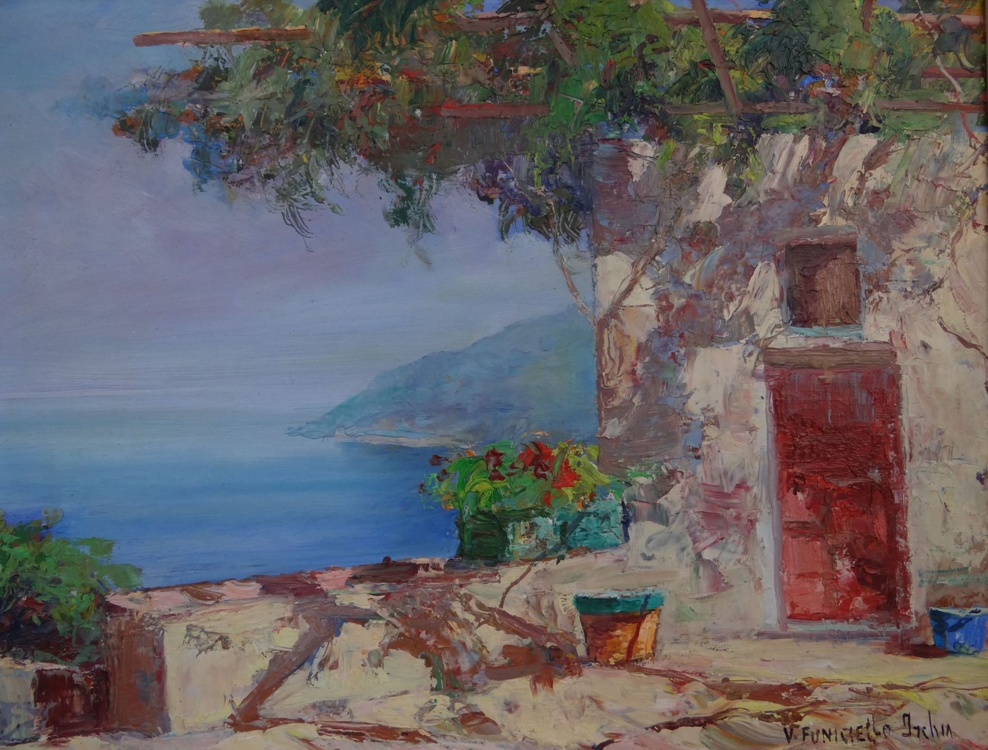 Vincenzo FUNICIELLO (1905-c.1955) "Ischia", Öl/Malfaser, gerahmt, RG 30x46 c