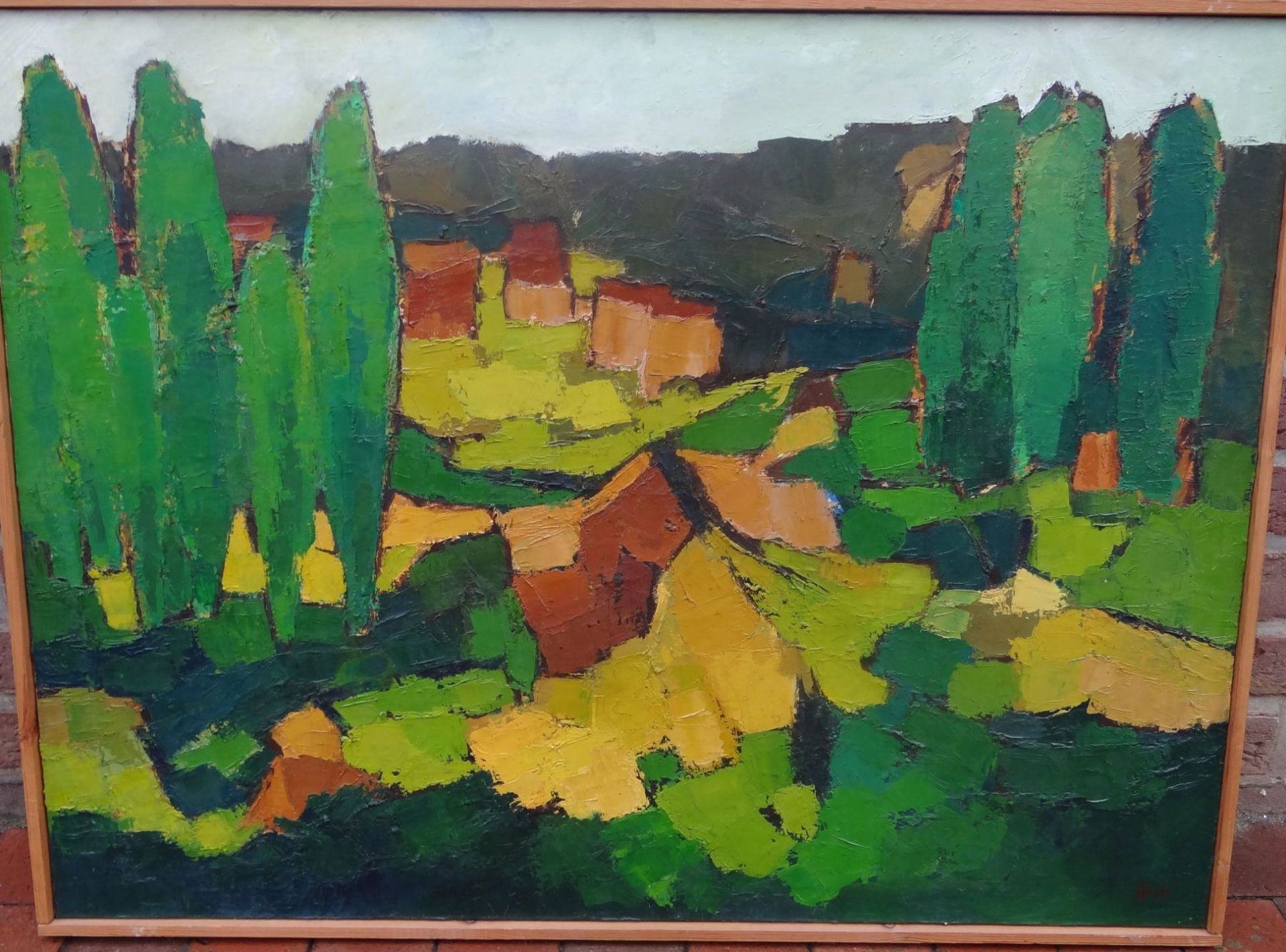 Luc Aerts "Mun Land" betitelte moderne Landschaft, Öl/Leinen, gerahmt, RG 78x102 c - Bild 2 aus 7