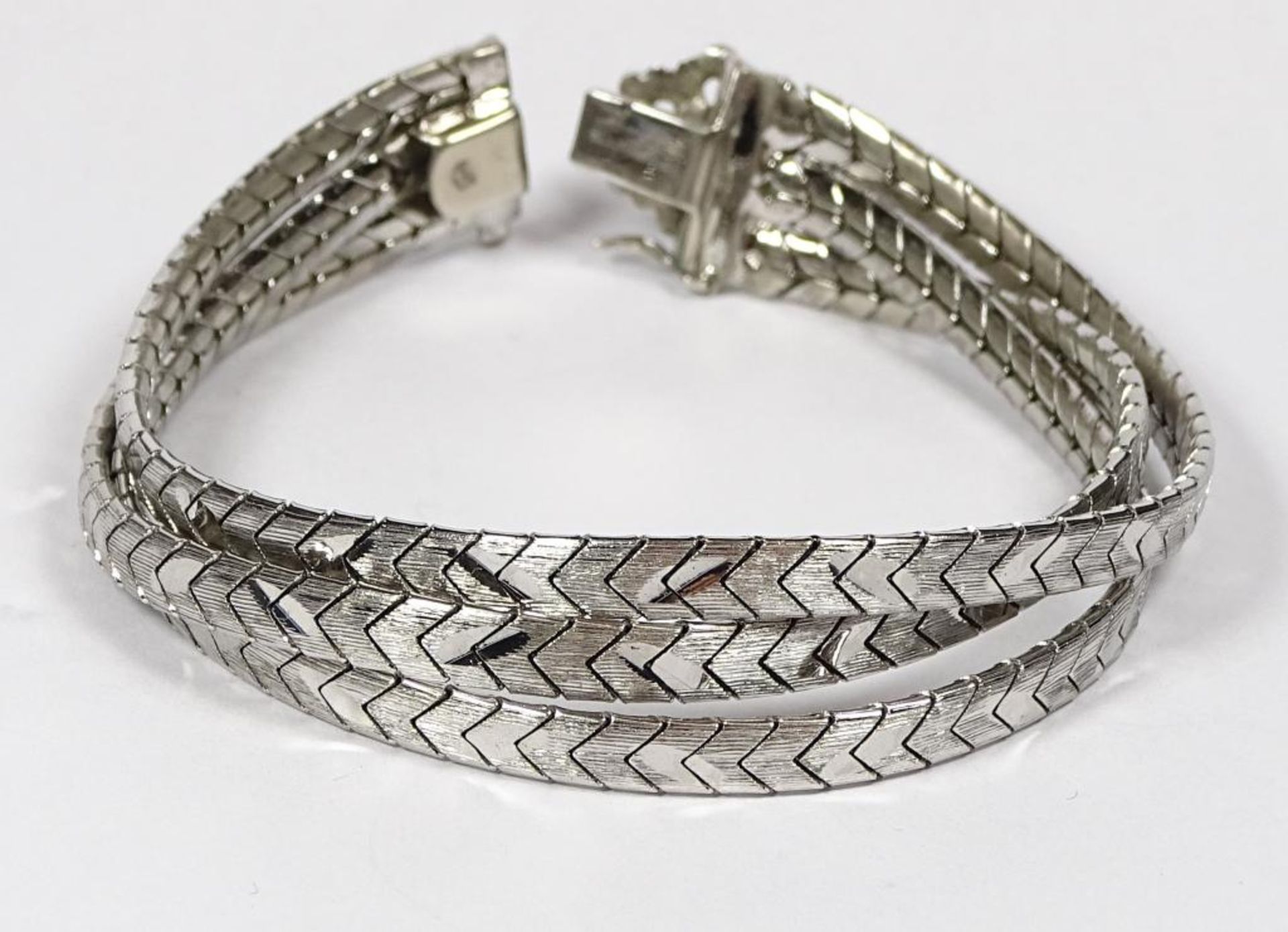 3-Reihiges Silber Armband, 835er, Steine fehlen,L- 20cm,b-14,6mm, 35,7gr.