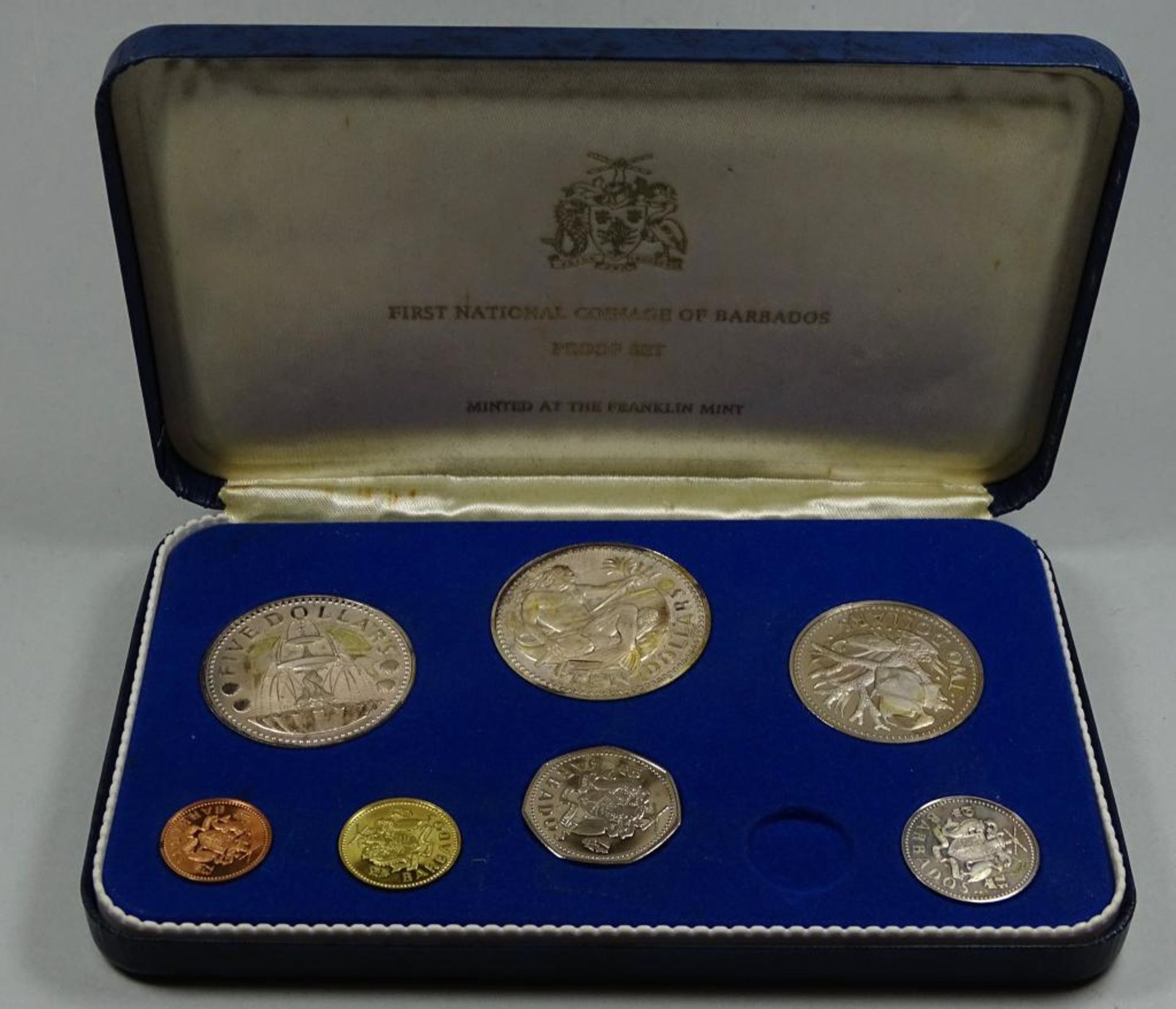 Münzset,Barbados,Proof Set,Franklin Mint,1x Münze fehlt.O