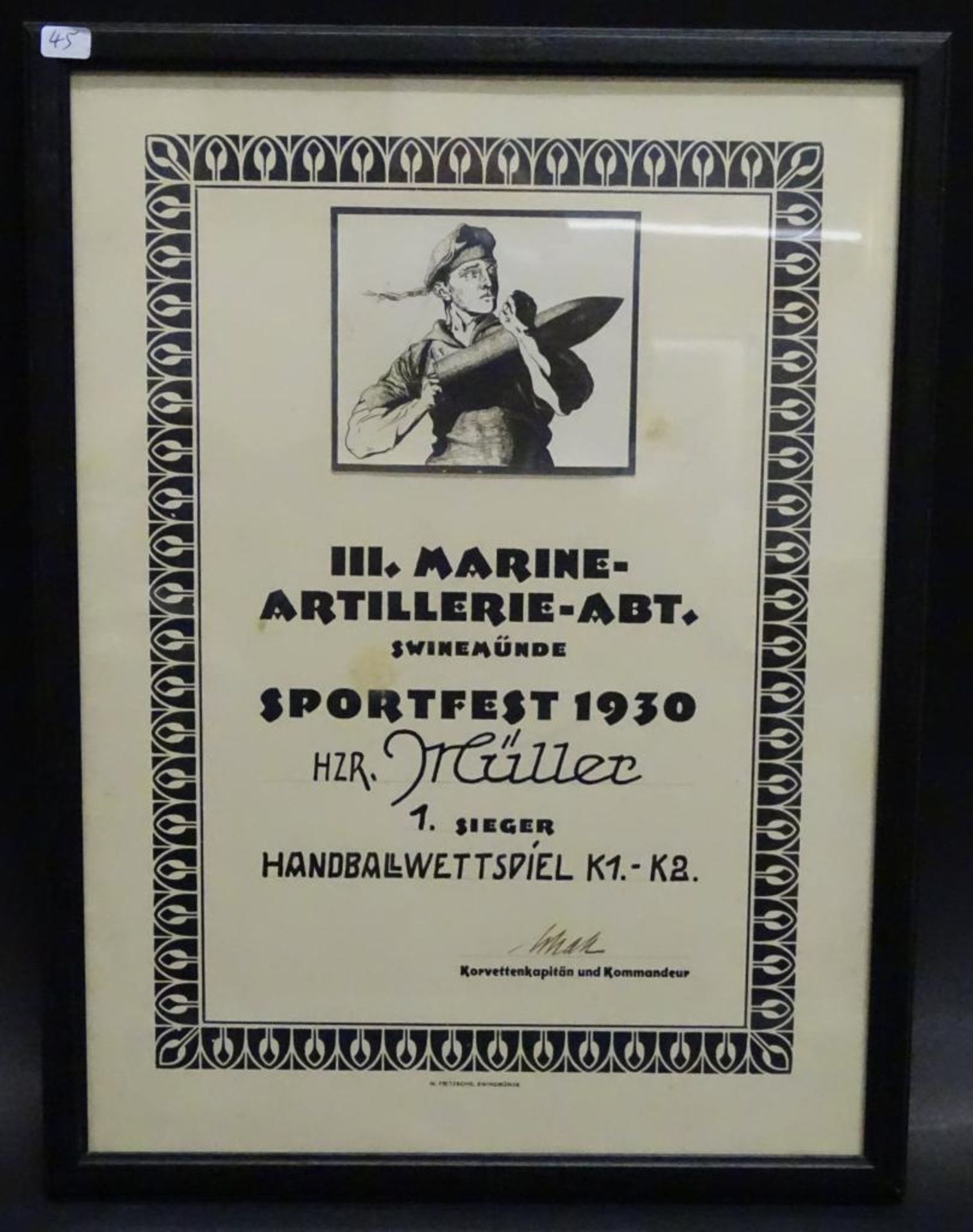 III.Marine Artillerie-Abt. Swinemünde,Sportfest 1930,ger/Glas,RG 33,8x25,5c
