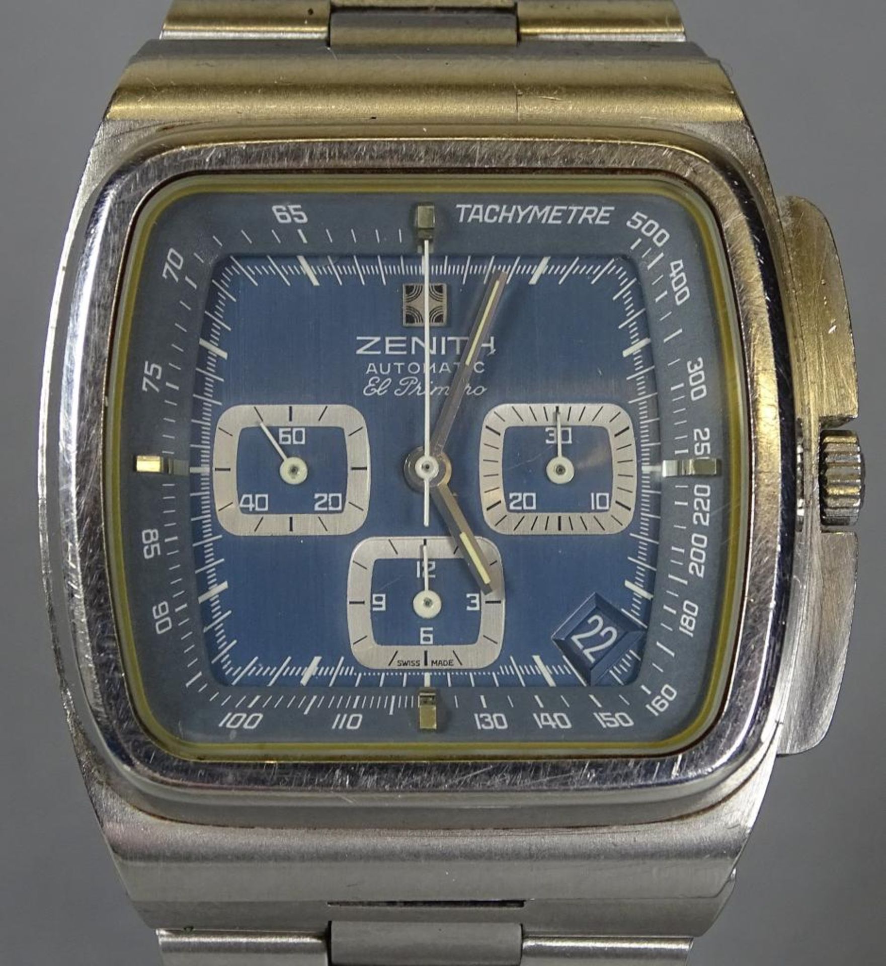 HAU"Zenith el primero",automatik,Werk läuft,Edelstahl,Stoppfunktion,Gehäuse 39x35 - Bild 2 aus 5