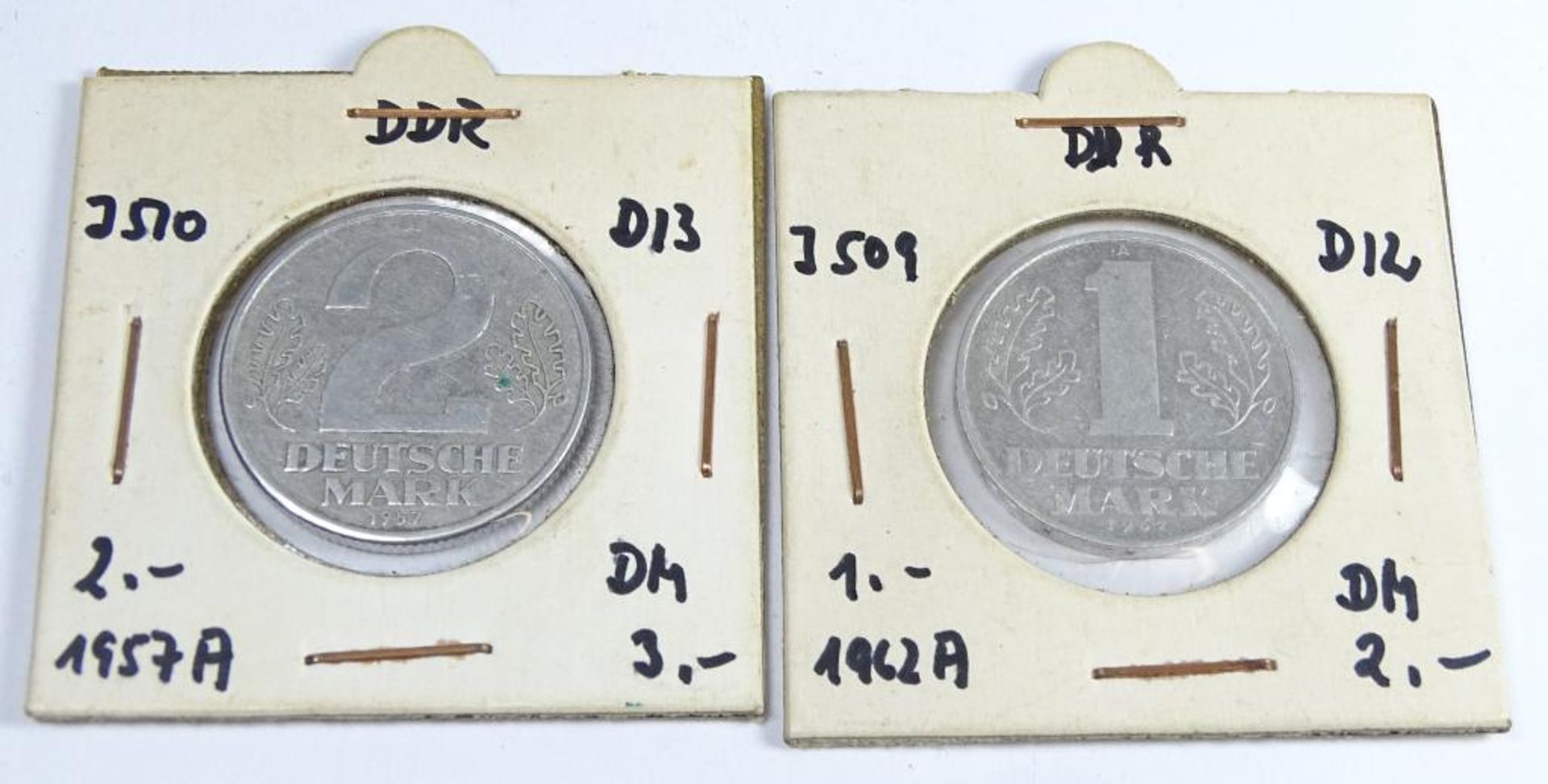 2 Deutsche Mark und 1 Deutsche Mark,1957 u.1962,DDR