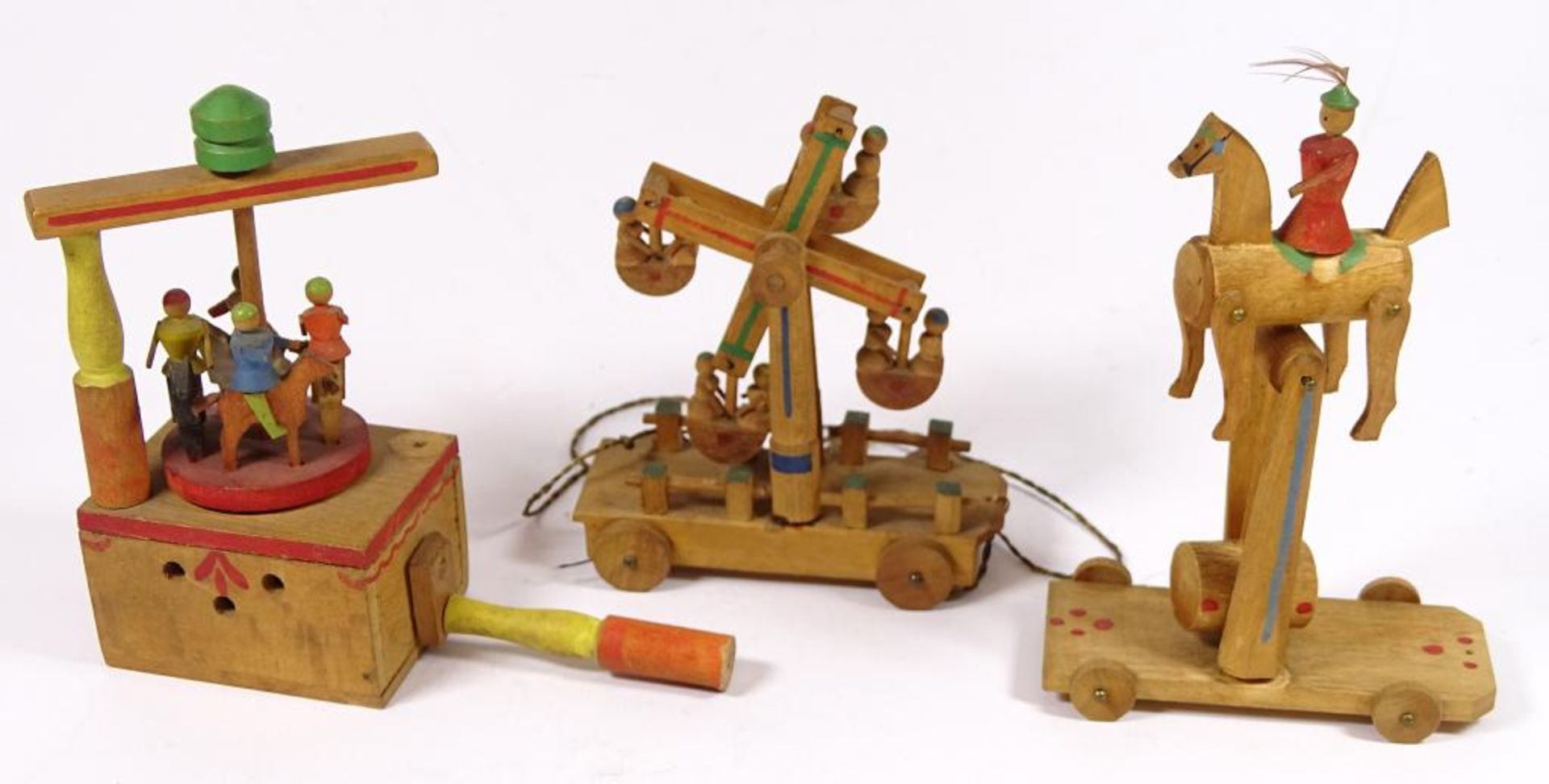 3x Kirmes-Attraktionen, Riesenrad, Karussel, Hau den Lukas, aus Holz geschnitzt, Mechanik - Bild 2 aus 5