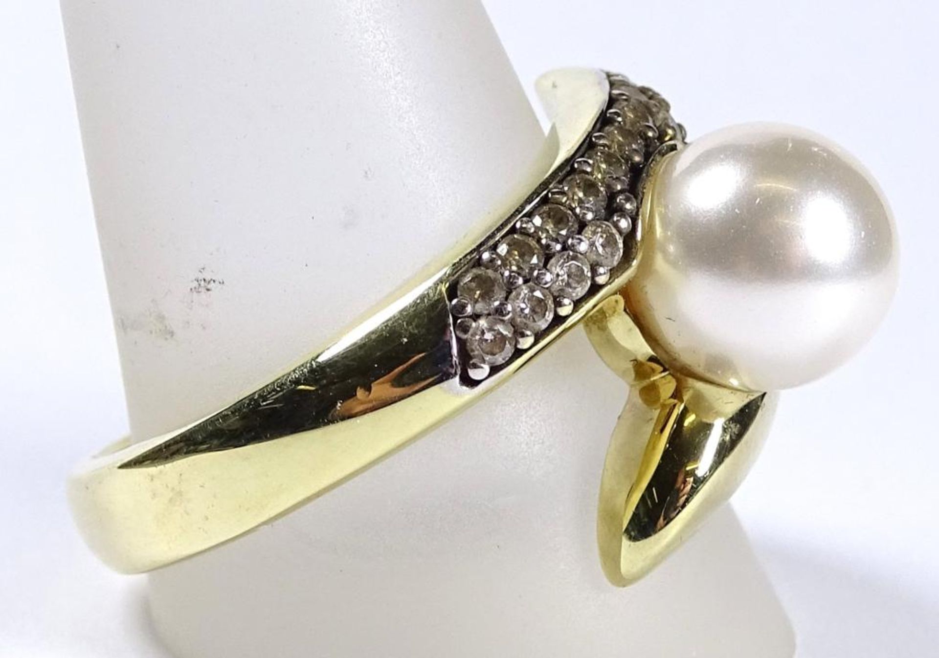 Ring,Silber 925er,vergoldet,Muschelkernperle,13,2gr., RG 66 - Bild 2 aus 3