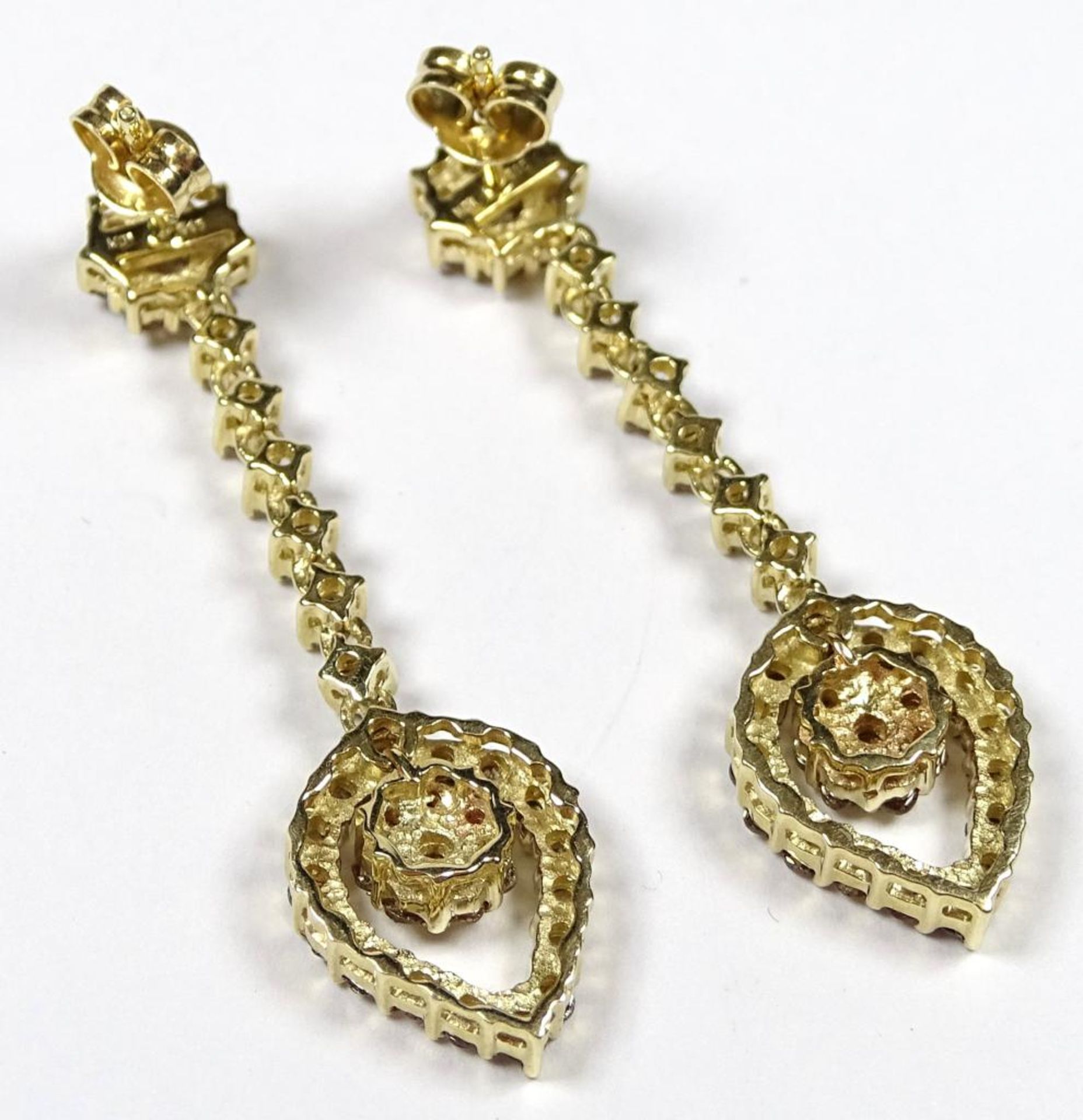 Paar Ohrringe,Gold 585er, Diamanten zus. 2,0ct., L- 46mm,ges.Gew.7,9gr. - Bild 4 aus 4