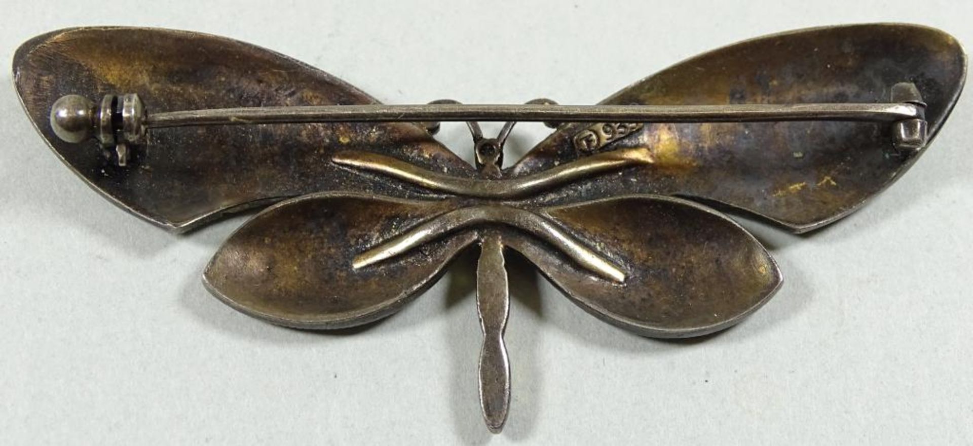"Theodor Fahrner" Schmetterlingsbrosche,emailliert,Silber -935-,L-7,0cm,b- 3,0cm,gewicht: 12,7gr. - Bild 3 aus 4
