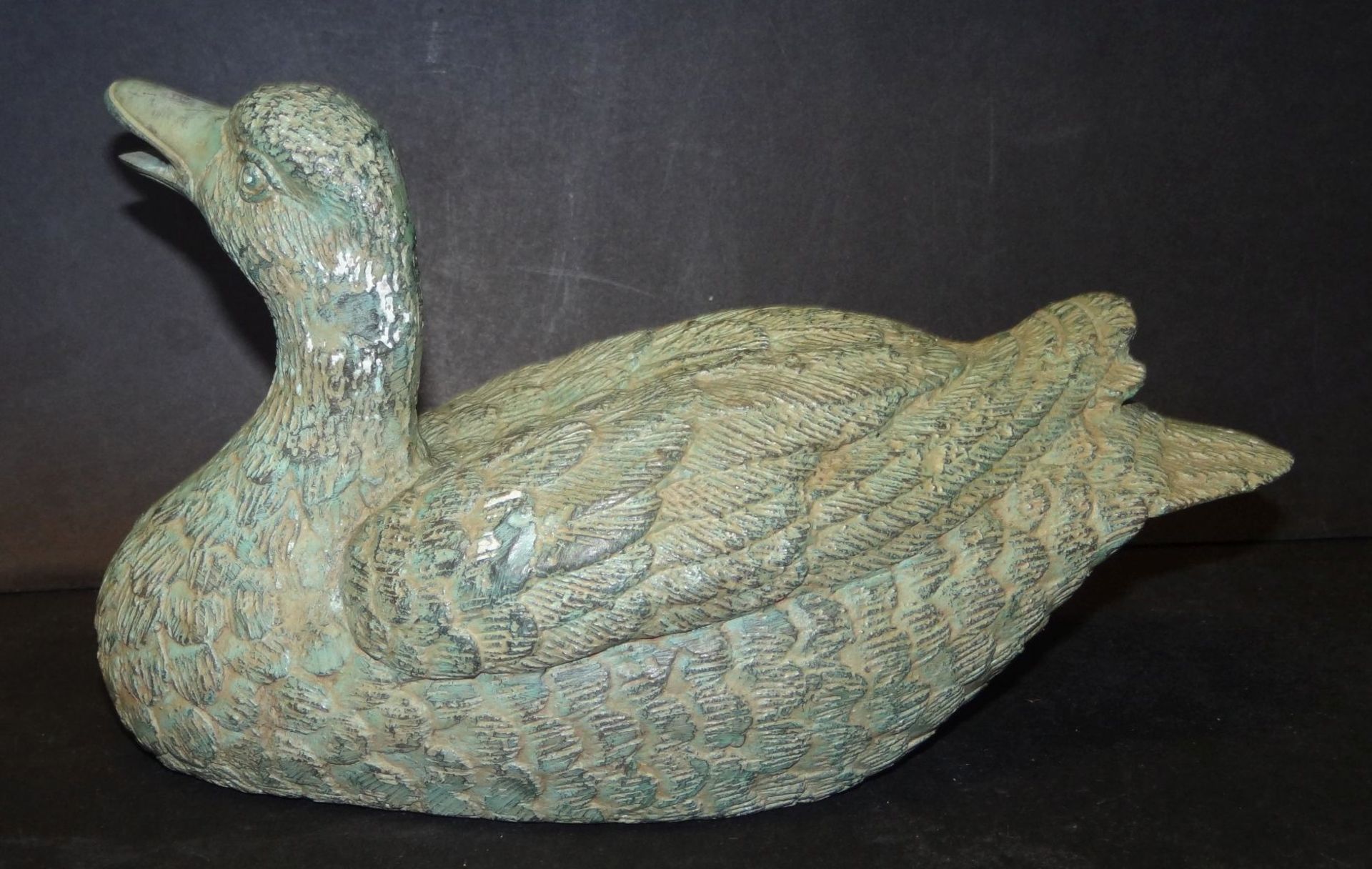 gr. Bronze-Ente, H-12 cm, L-23 cm - Bild 2 aus 5