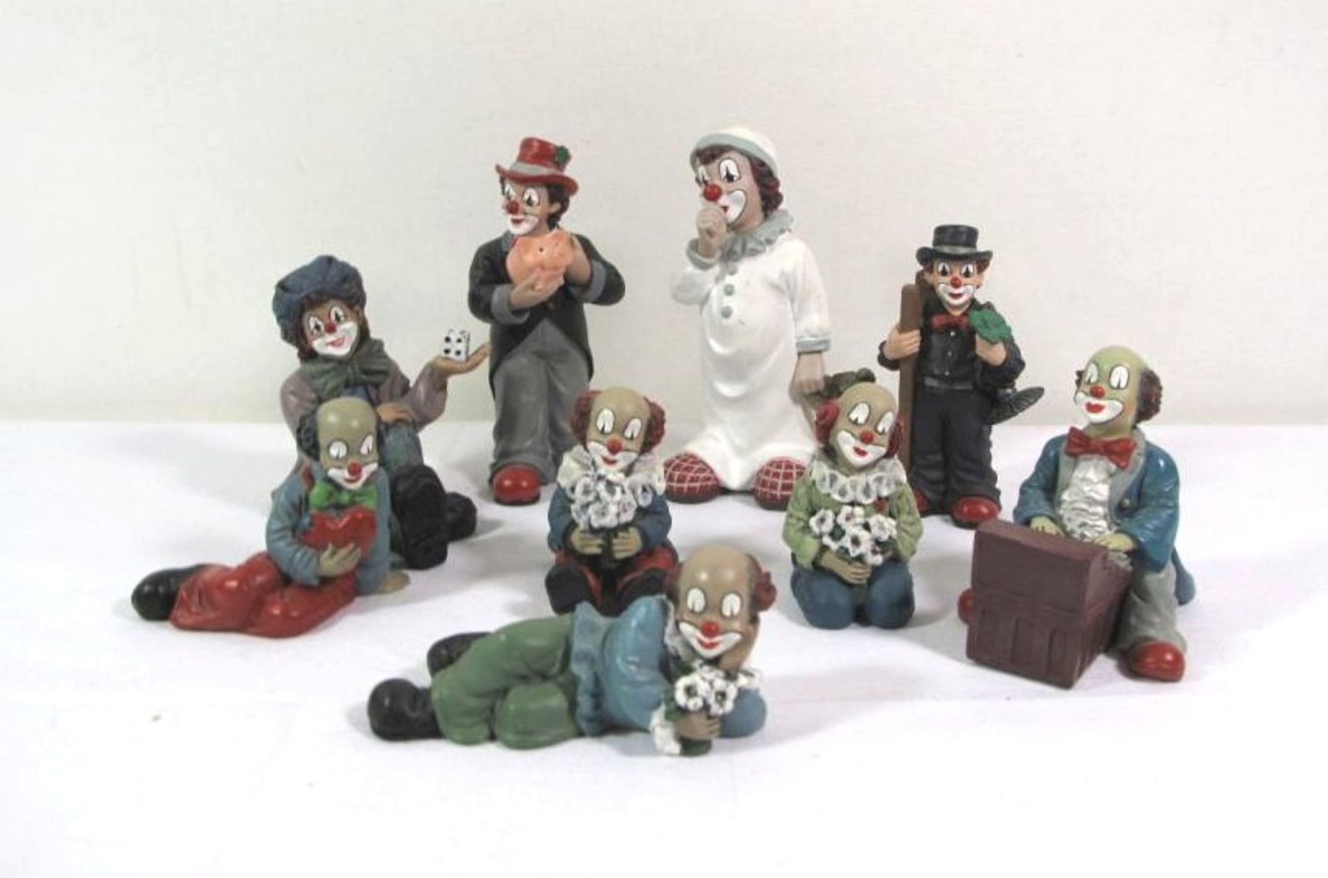 9x div. Gilde-Clowns, ca. H-11cm.