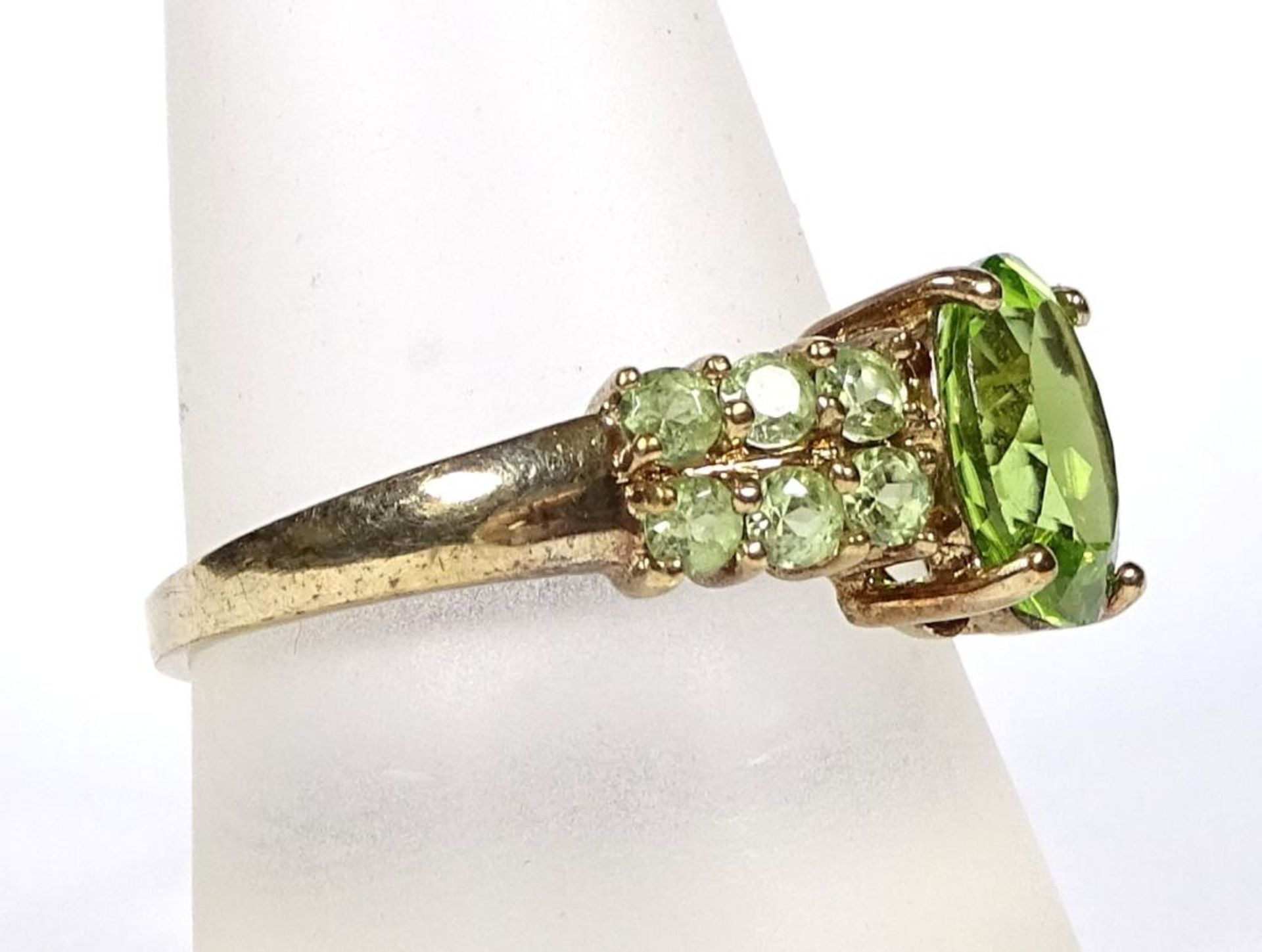 Goldring 375er, Prasiolithe und Peridot??, 3,74gr., RG 62/63 - Bild 3 aus 4