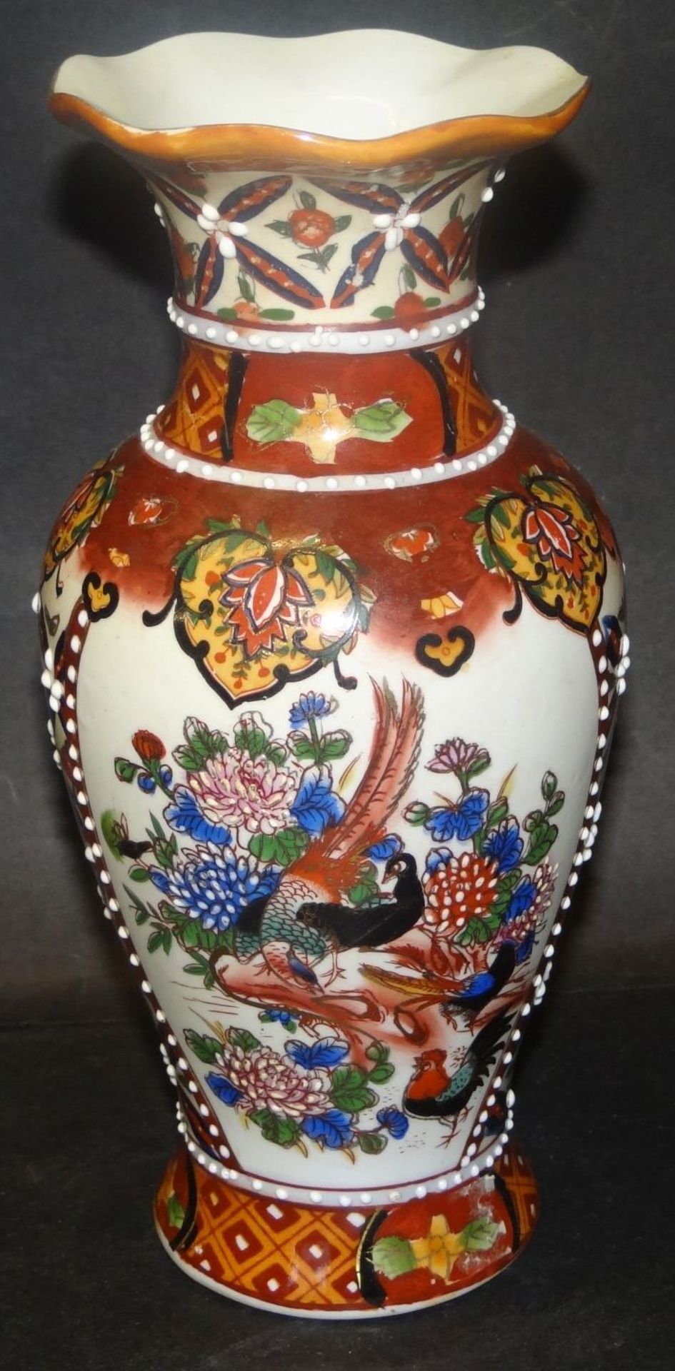 Satsuma-Vase, handgemalt, wohl China, H-21 cm - Bild 3 aus 6