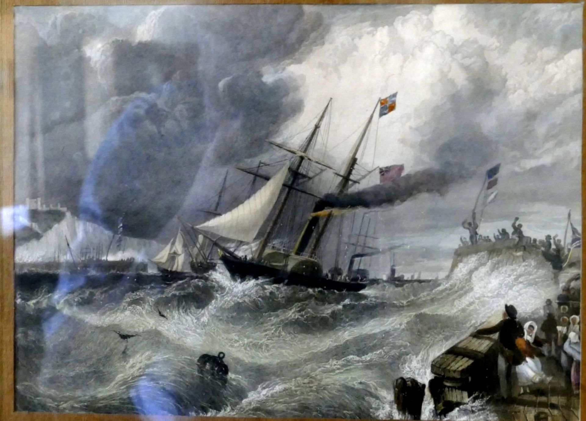 7x div. Stahlstiche mit maritimen Motiven, um 1840, hpts. England, alle gleich gerahmt/Glas, RG - Bild 8 aus 10