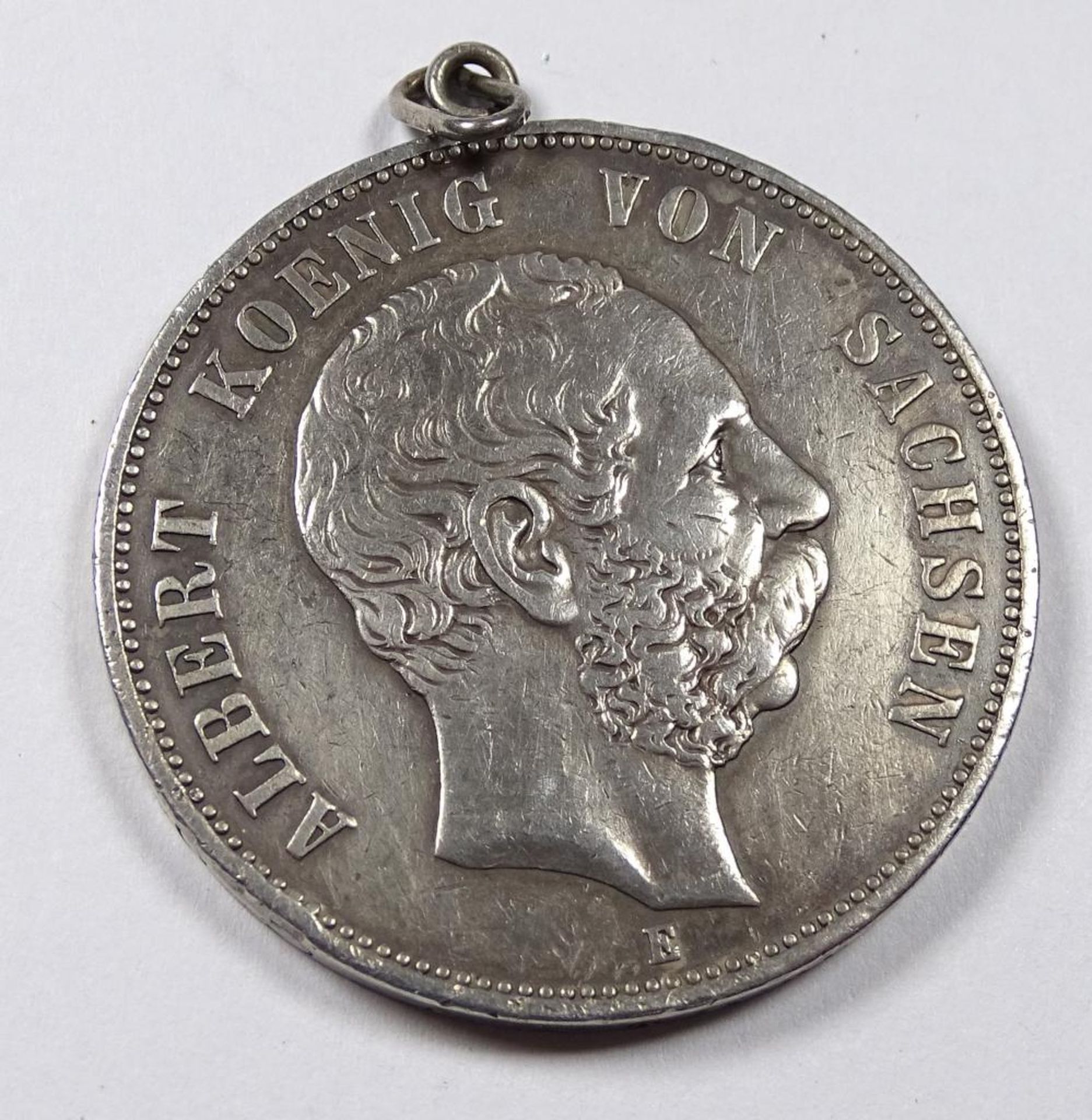 5 Mark 1901 E , König v.Sachsen,als Anhänger,Silber,d-37mm,27,7g - Bild 2 aus 2