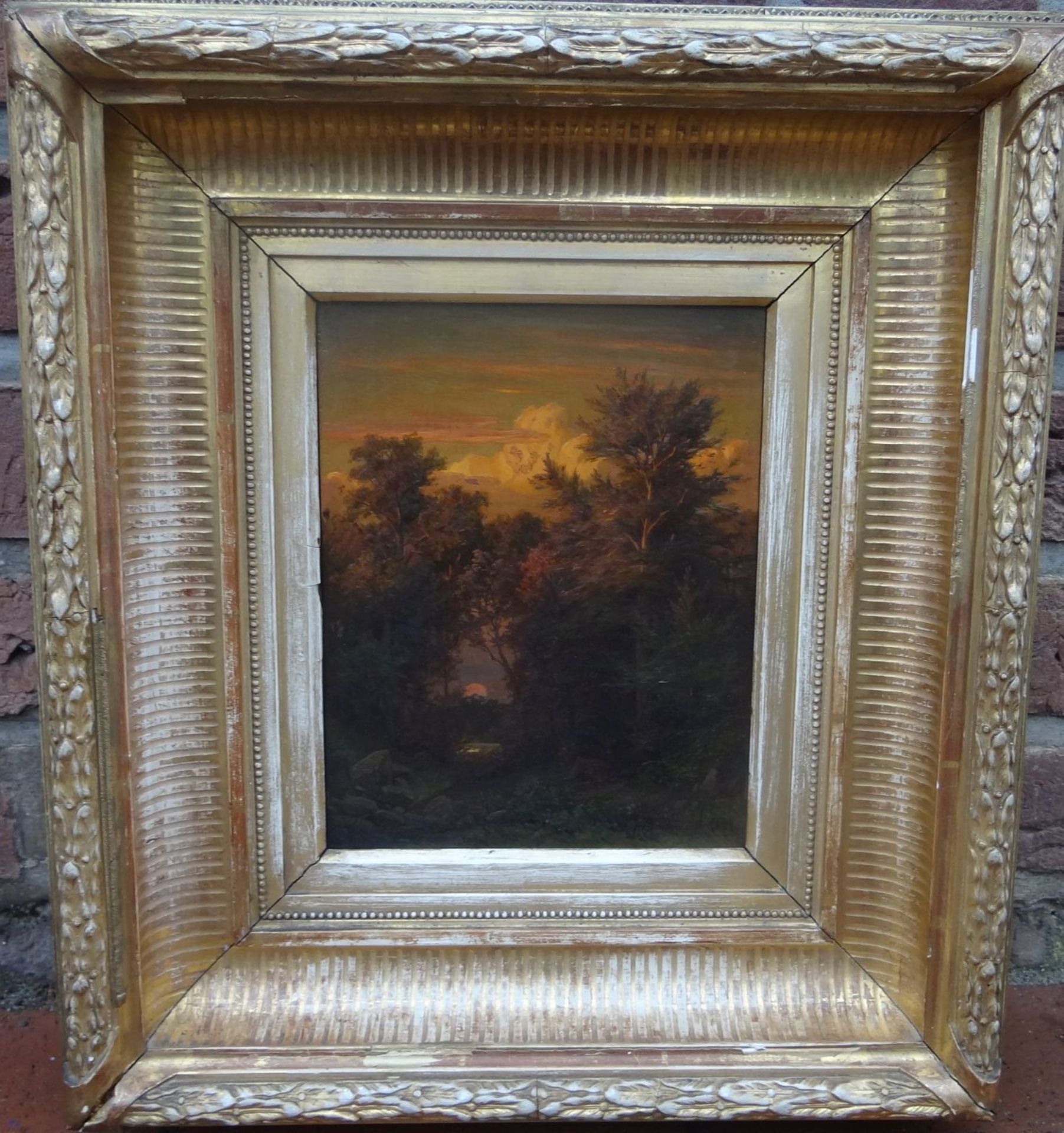 Hermann BRINCKMANN (1830-1902), 1887 "Sonnenuntergang"Öl/Holz, 24x19 cm, alt gerahmt, RG 45x38 c - Bild 5 aus 5