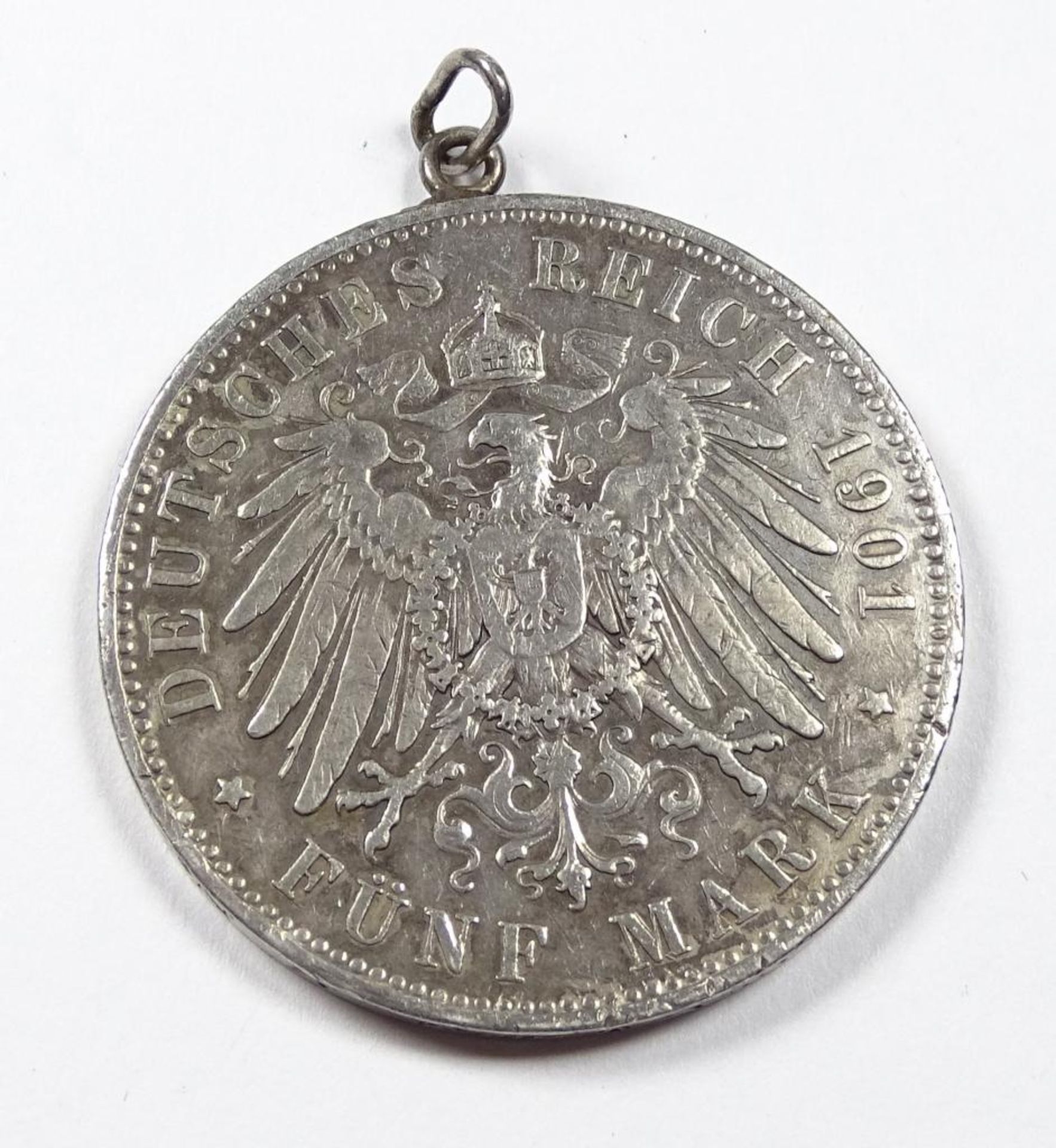 5 Mark 1901 E , König v.Sachsen,als Anhänger,Silber,d-37mm,27,7g