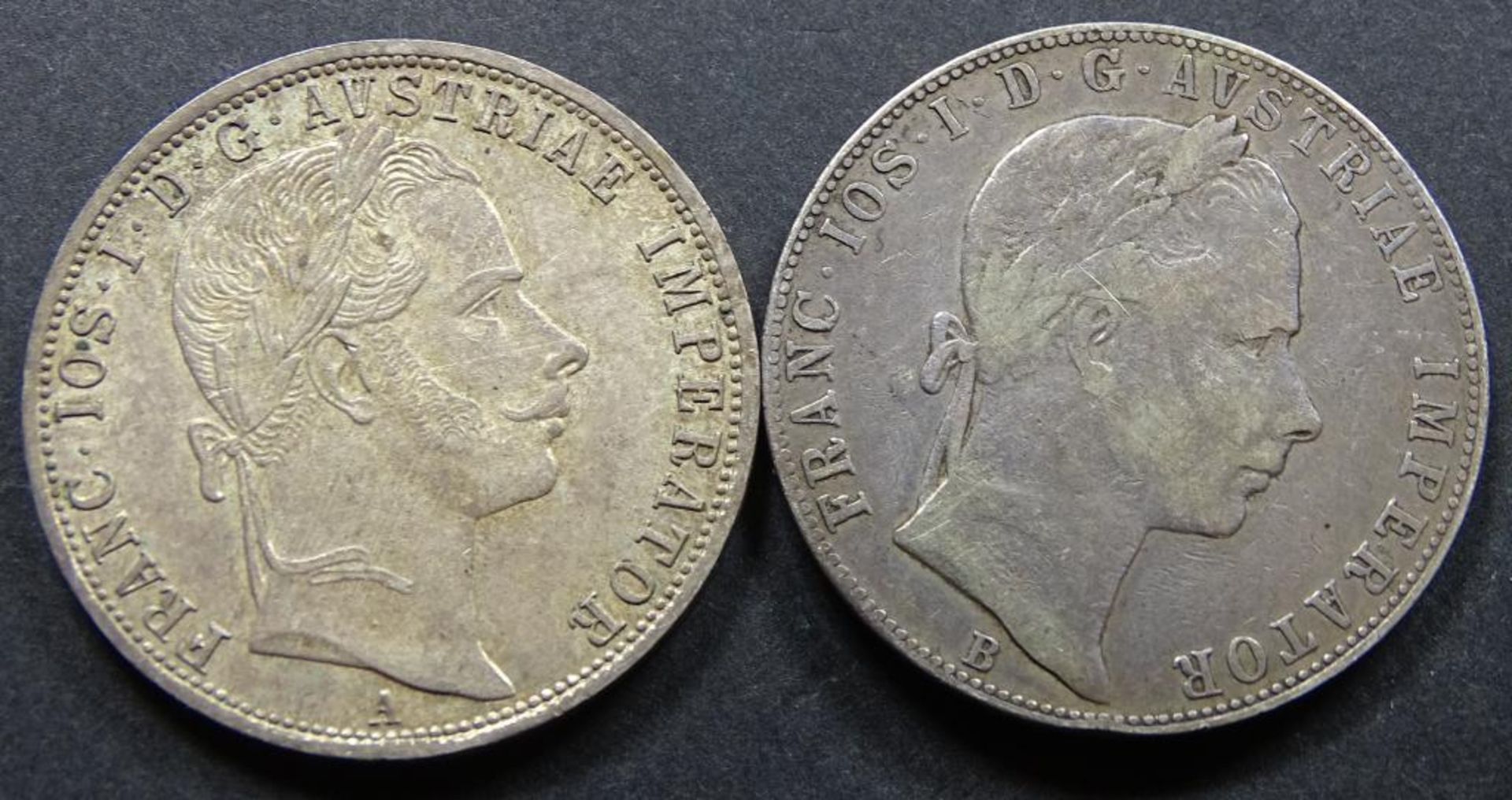 2x 1 FL.Österreich, 1858ss + 1860 stgl - Bild 2 aus 2