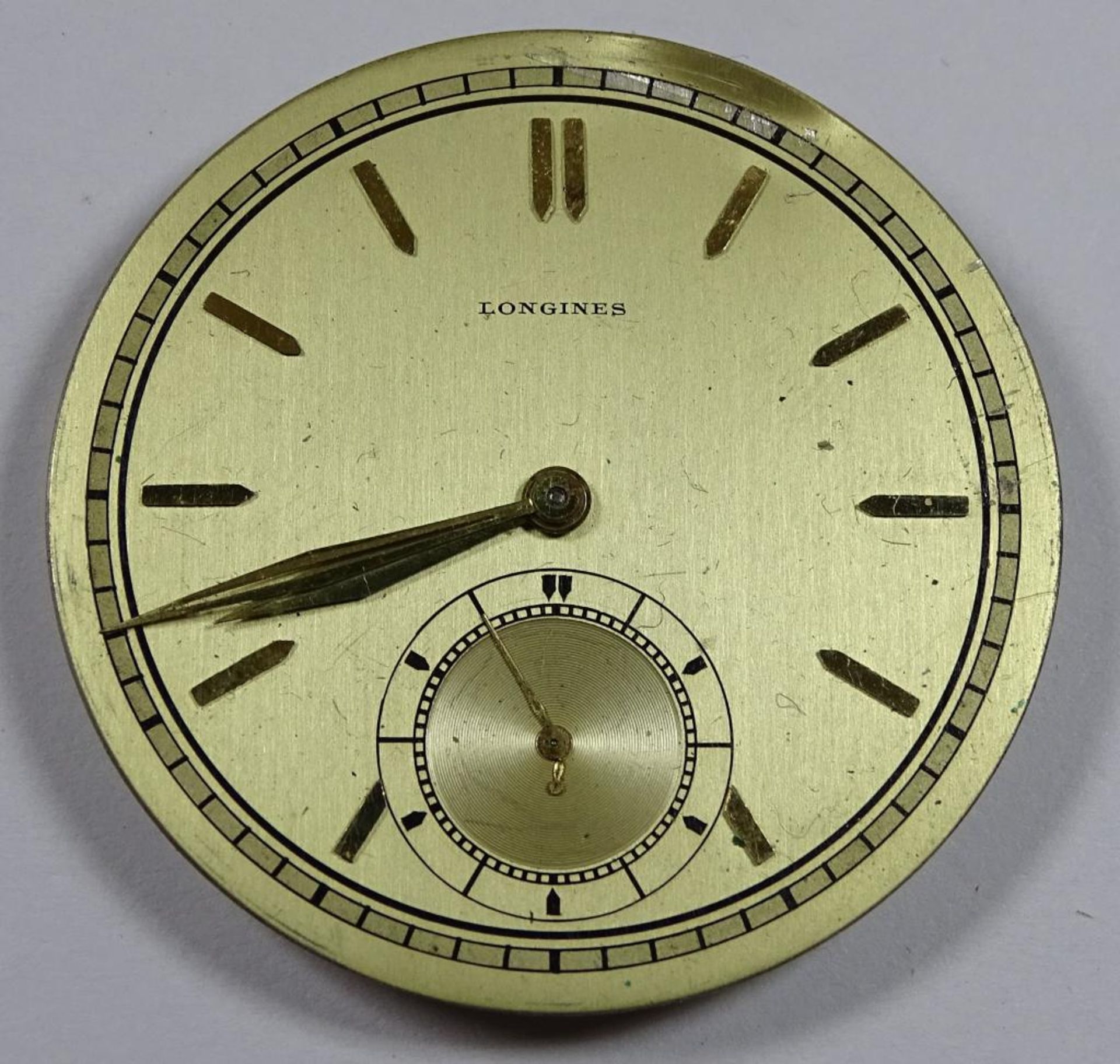 Uhrenwerk "Longines",setlich verbogen,d-40mm,Funktion nicht getestet