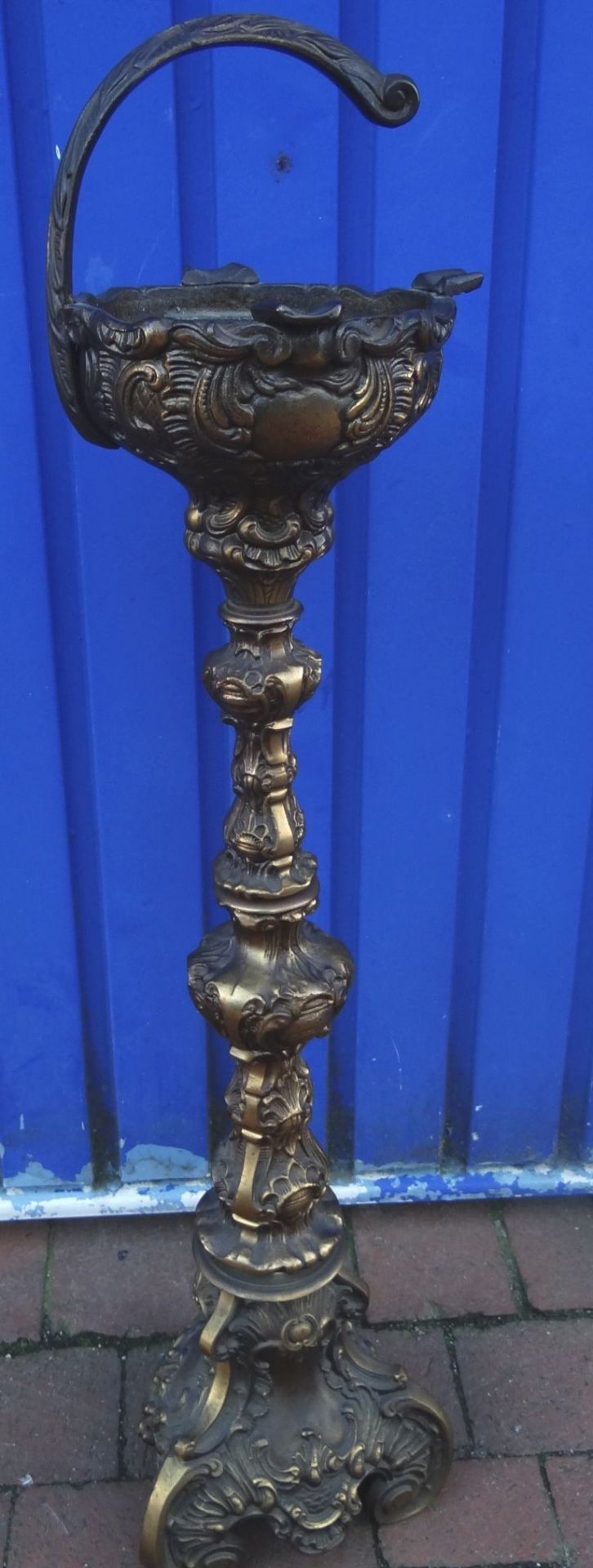 hoher schwerer Stand-Aschenbecherr, Bronze, H-77 cm