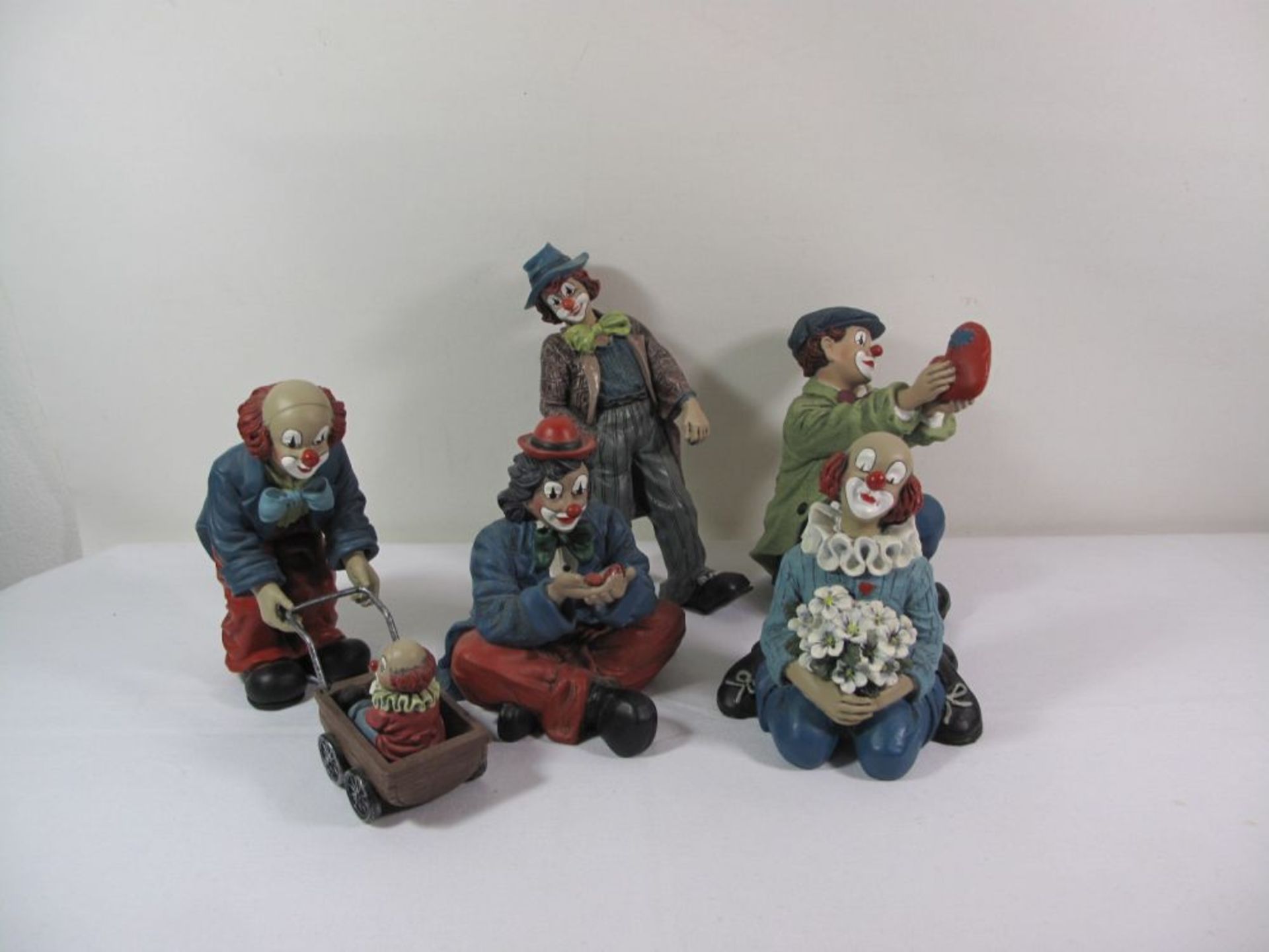 5x div. gr. Gilde-Clowns, ca. H-20cm.