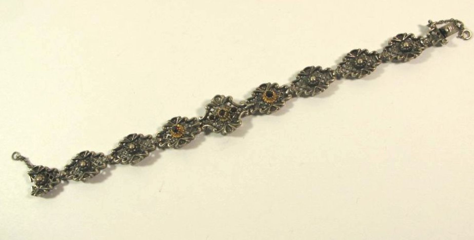 Armband, 925er Silber, Granatbesatz, 25,2g, L-20cm.