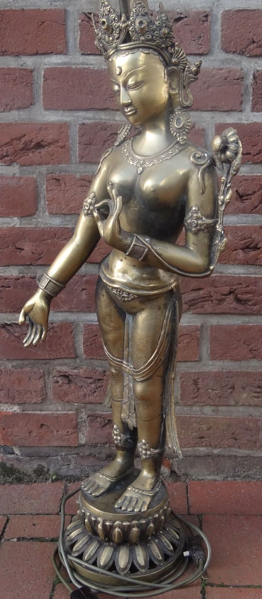 hohe Tischlampe,indische Tempeltänzerin, Bronze, H-90 cm, Figur 72 c - Bild 8 aus 10