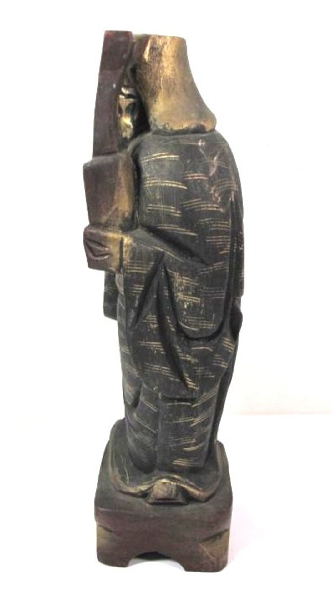 Holzfigur, China, Gelehrter, farbig gefasst, H-30cm. - Bild 2 aus 3