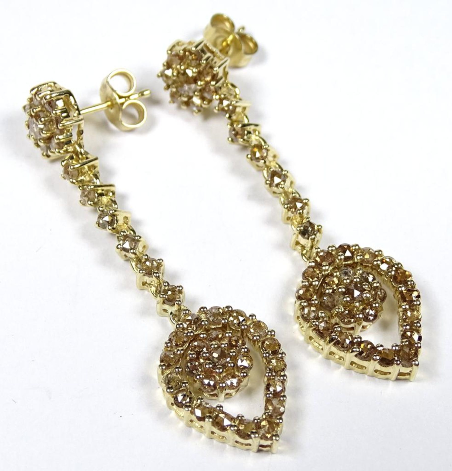 Paar Ohrringe,Gold 585er, Diamanten zus. 2,0ct., L- 46mm,ges.Gew.7,9gr. - Bild 2 aus 4
