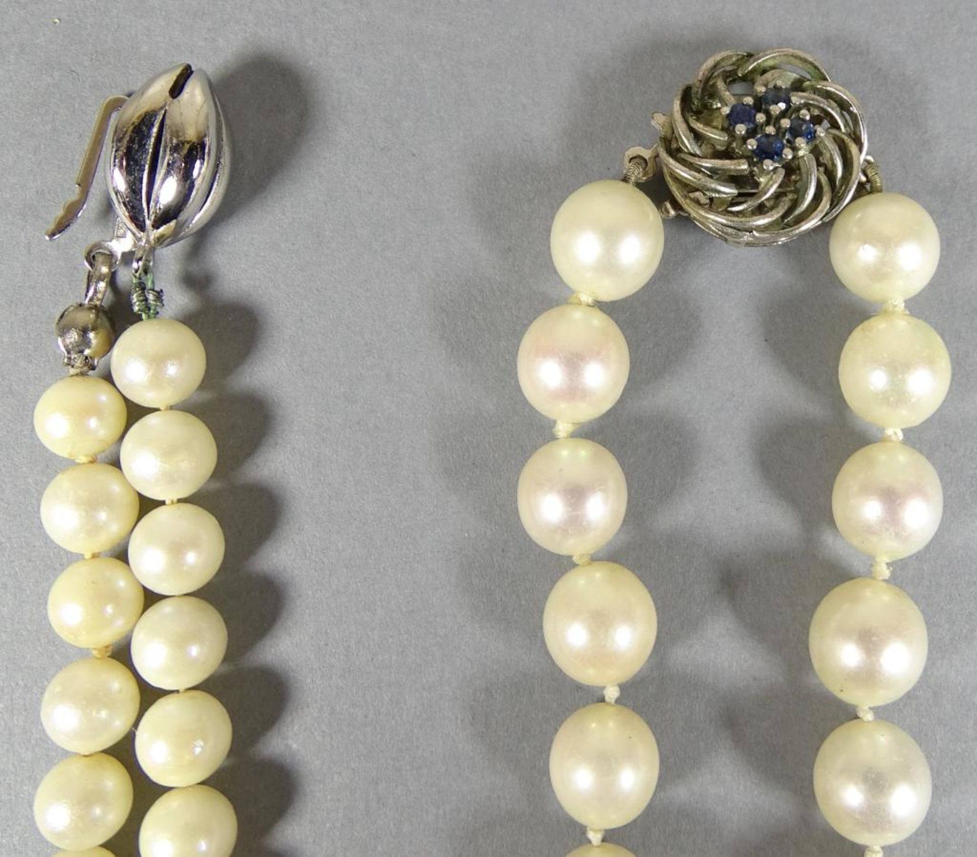 Halsketten und Armband,Akoya Perlen,Silberschließen,Armband beschädigt,ges.gew.76,2g - Bild 2 aus 3